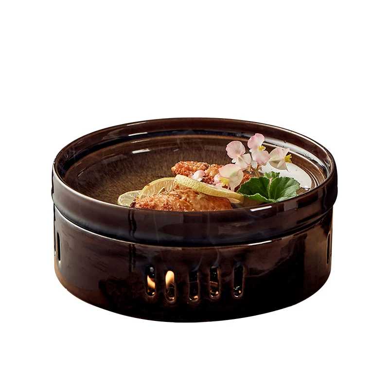 Bát giữ nhiệt nung lò kiểu Nhật, bát đun nóng bằng nến, đồ gốm sứ gia dụng sáng tạo, bộ đồ ăn khách sạn cao cấp độc đáo.