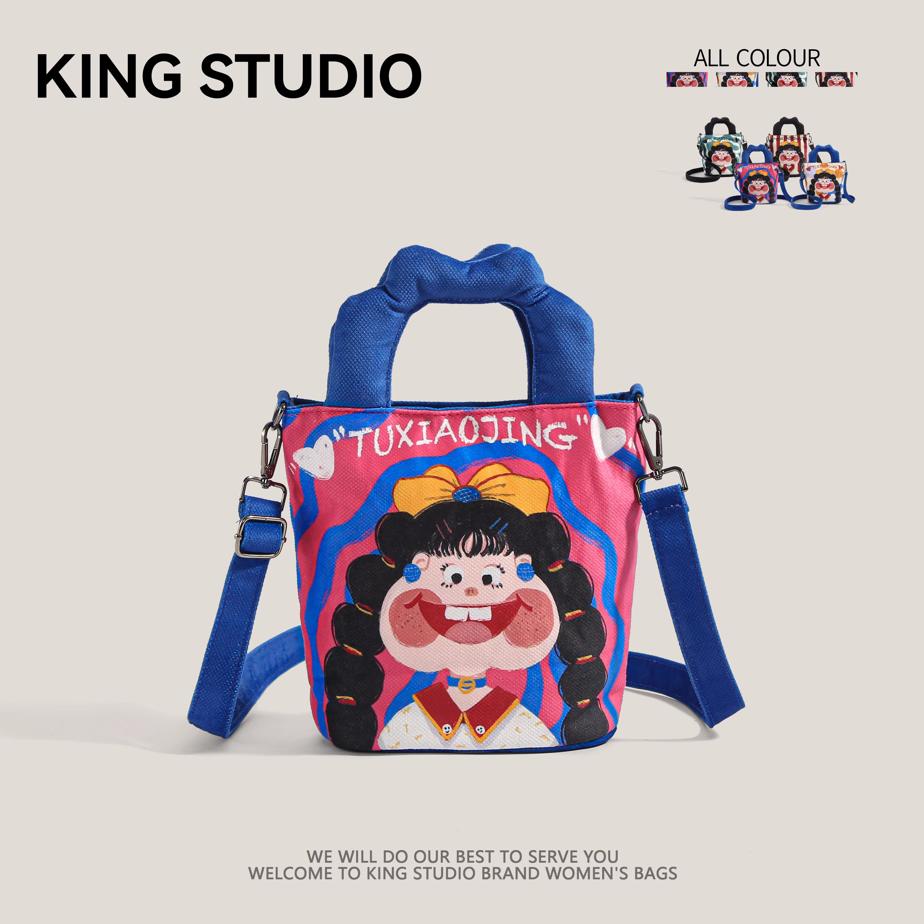 Túi đeo vai nữ thiết kế minh họa độc đáo, mẫu mới 2025, thời thượng, dễ thương, chất liệu canvas, kiểu dáng lạ mắt, đeo chéo.