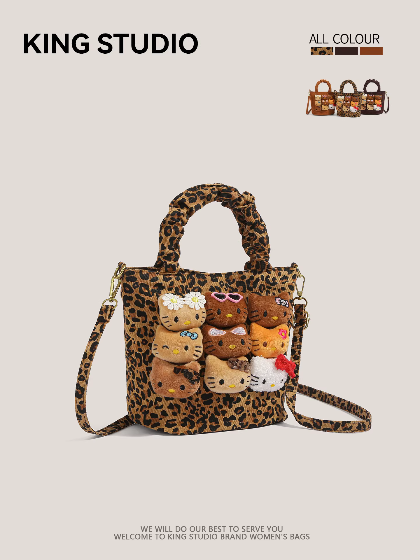 Túi xách Hello Kitty họa tiết da báo dễ thương dành cho nữ, mẫu mới 2026, siêu hot, đa năng, đeo vai, đeo chéo