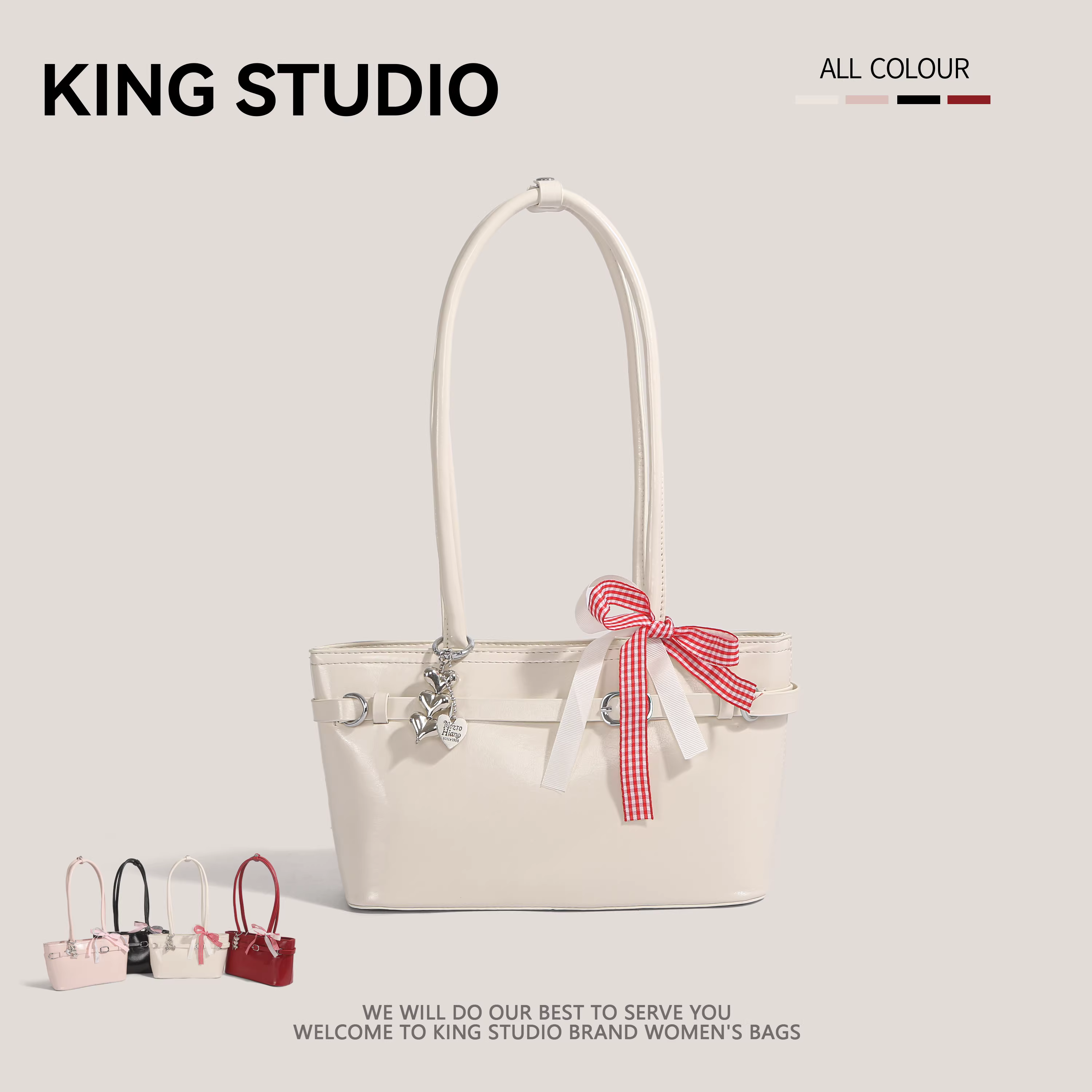 Túi đeo nách nơ xinh xắn dành cho nữ, mẫu mới 2025, thời trang Hàn Quốc, túi tote đơn giản, dung tích lớn