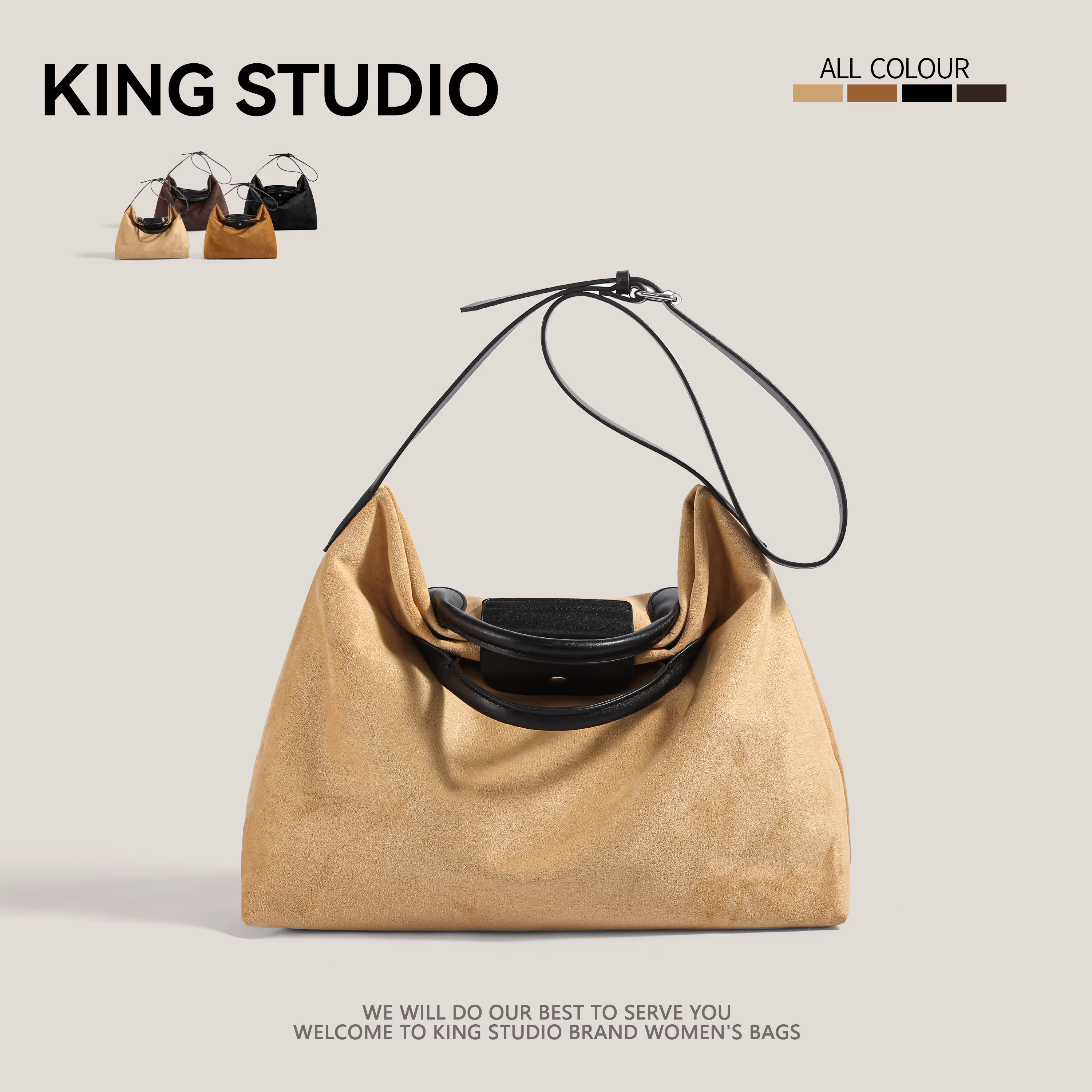 Túi xách da lộn hươu cao cấp dành cho nữ, mẫu mới thu đông 2025, phong cách Hàn Quốc thời thượng, túi tote đa năng, đeo chéo tiện lợi