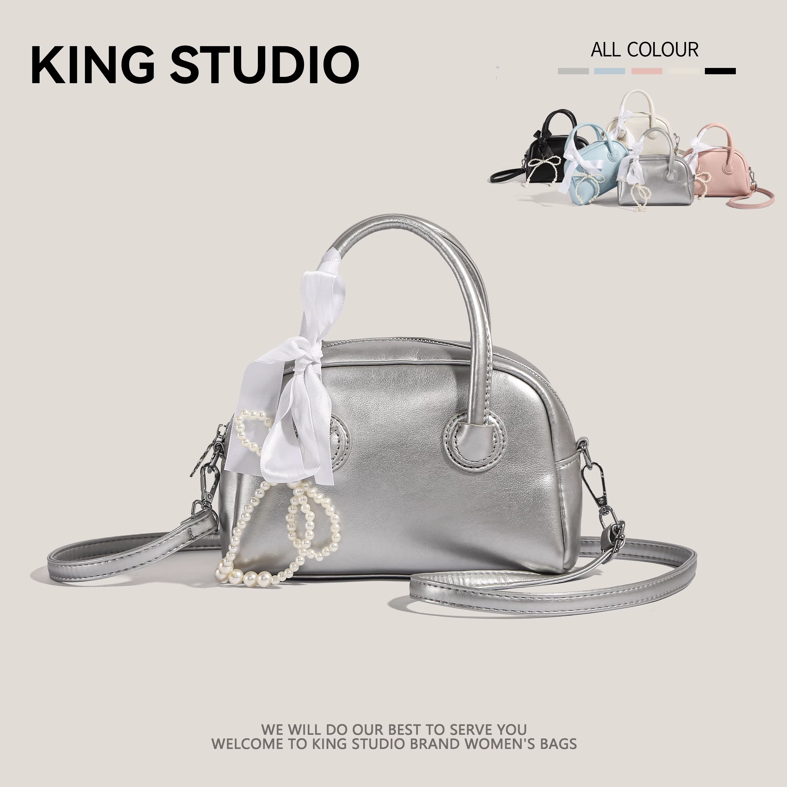 Túi bowling xách tay Hàn Quốc dành cho nữ 2025, mẫu mới thời trang, túi vỏ sò đa năng, đeo vai, đeo chéo, túi vuông nhỏ