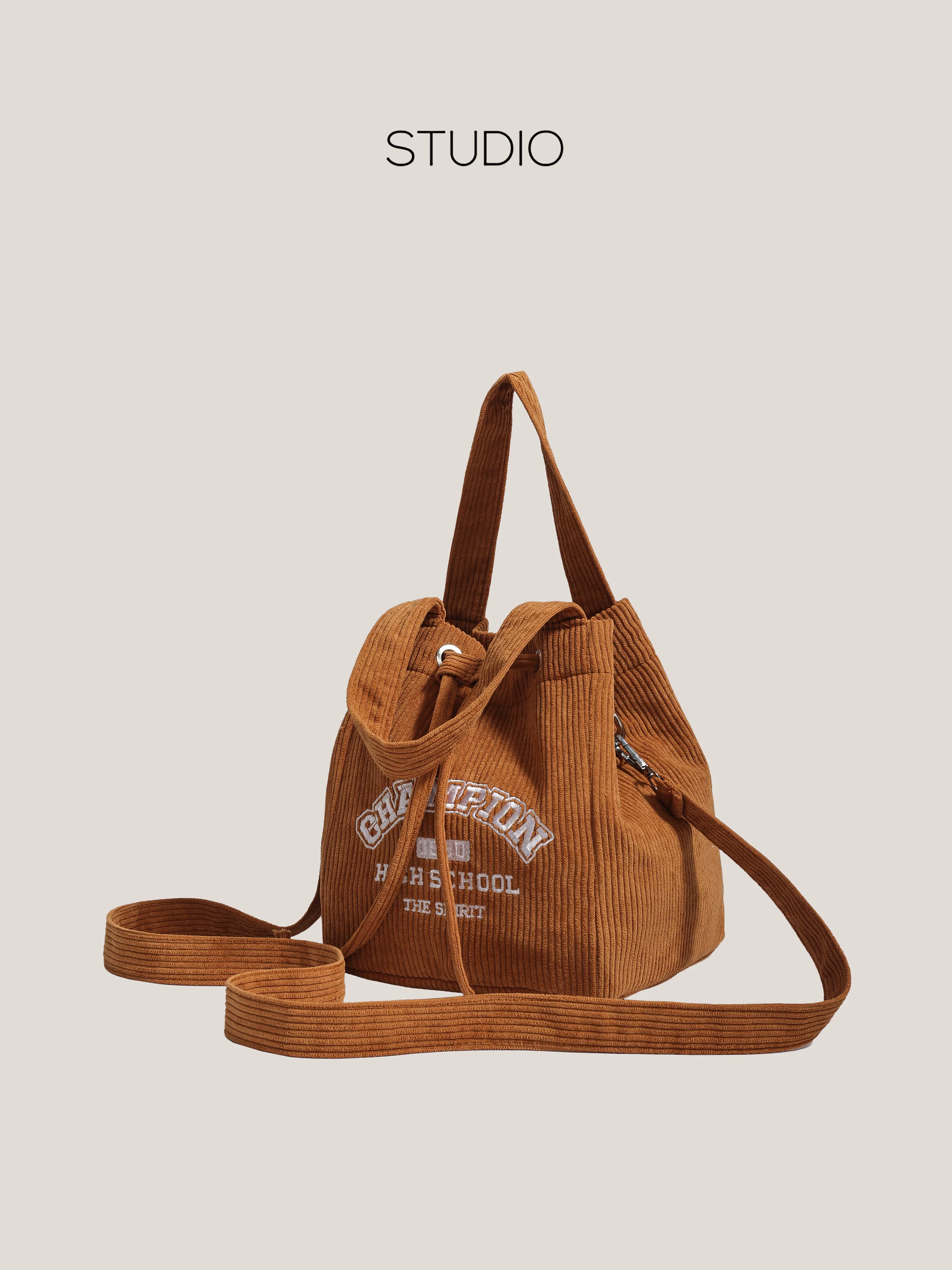 Túi vải Corduroy DrinKing dành cho nữ 2025, kiểu dáng túi xô phong cách học sinh, túi xách đa năng, túi đeo chéo