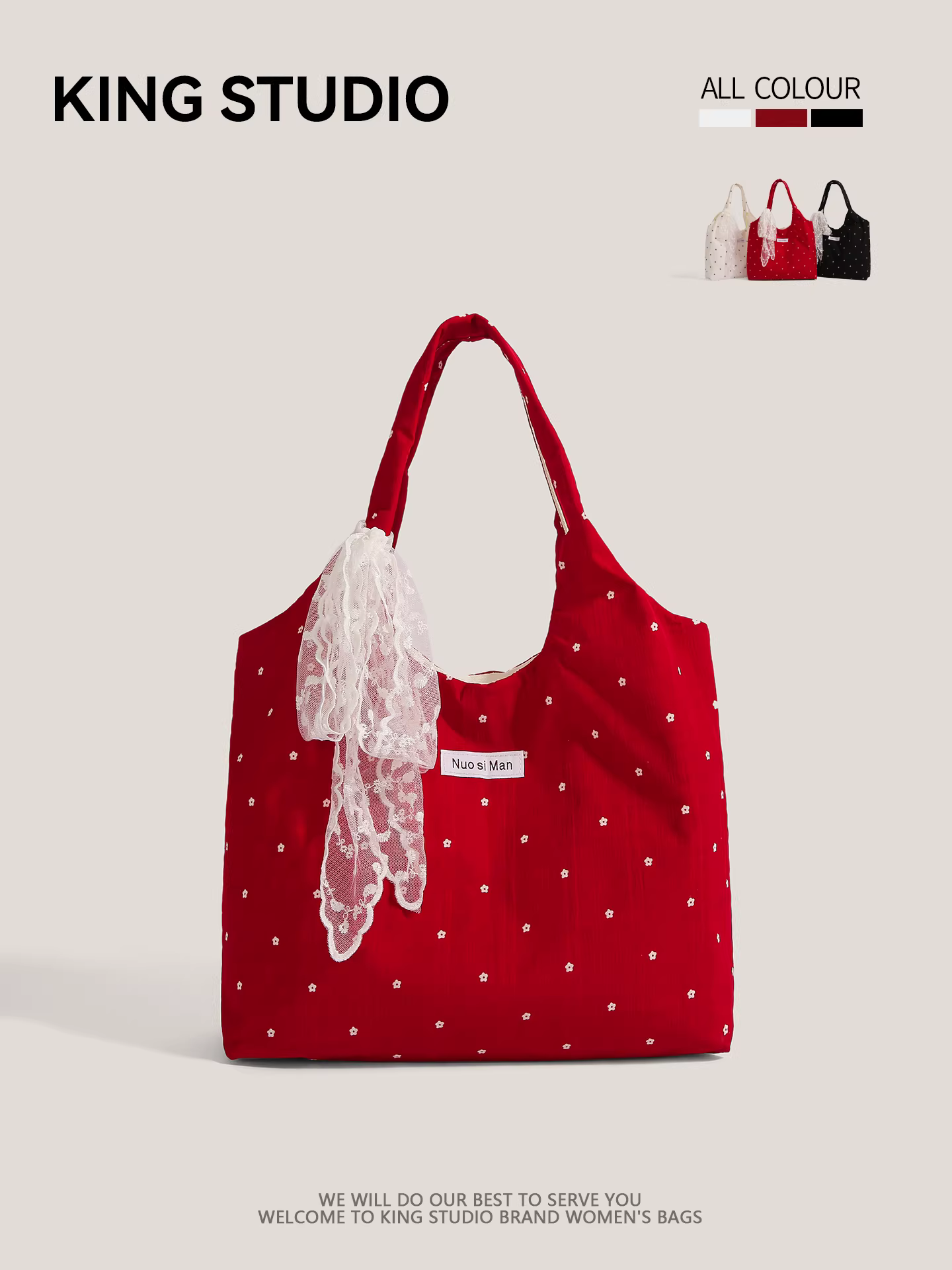 Túi vải bố kẻ sọc chấm bi đỏ độc đáo dành cho nữ, mẫu mới 2025, dung tích lớn, đeo vai, đi làm, đeo nách