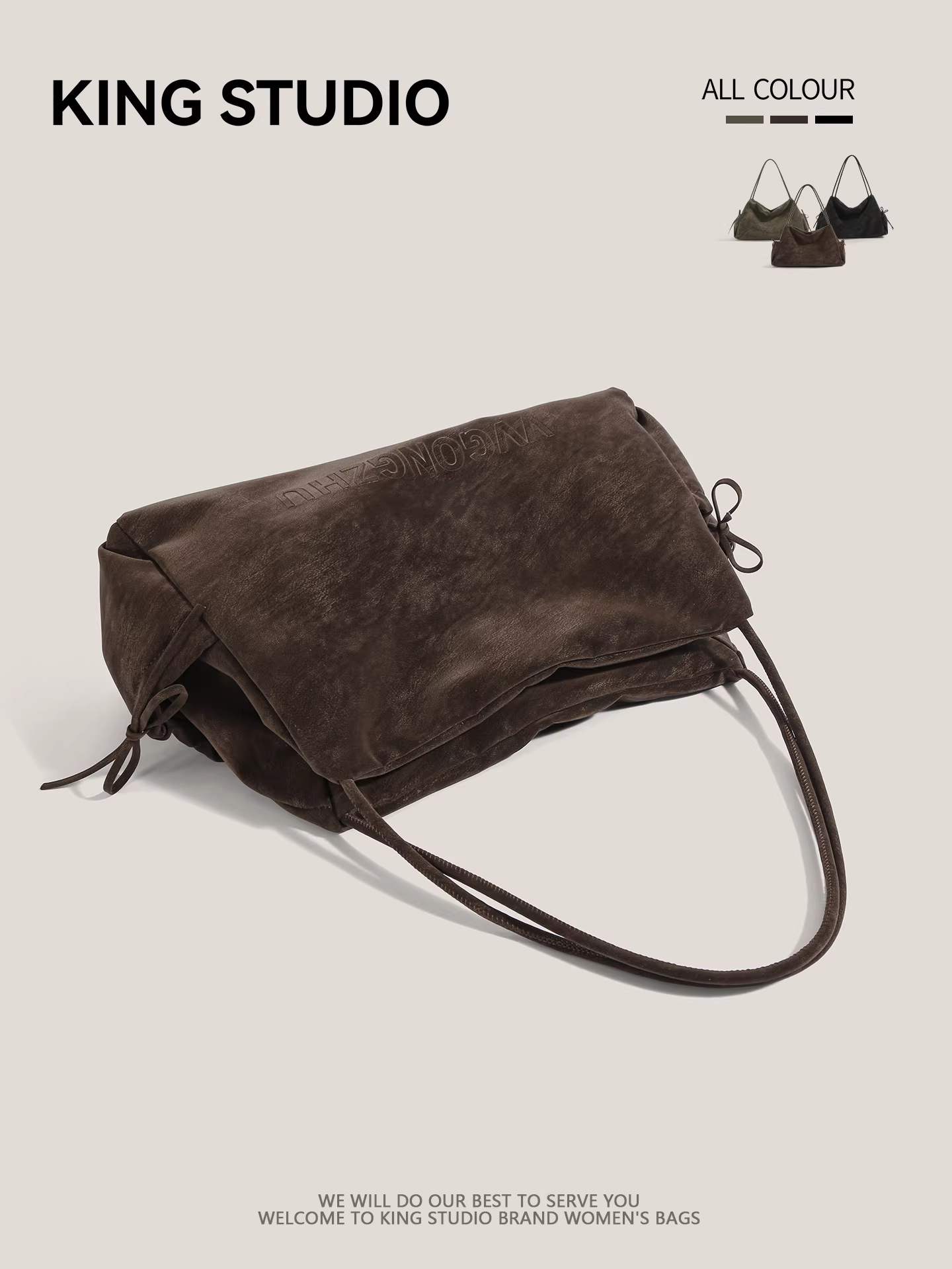 Túi xách da lộn phong cách Maillard dành cho nữ 2026, kiểu retro cao cấp, dung tích lớn, túi đeo vai đi làm