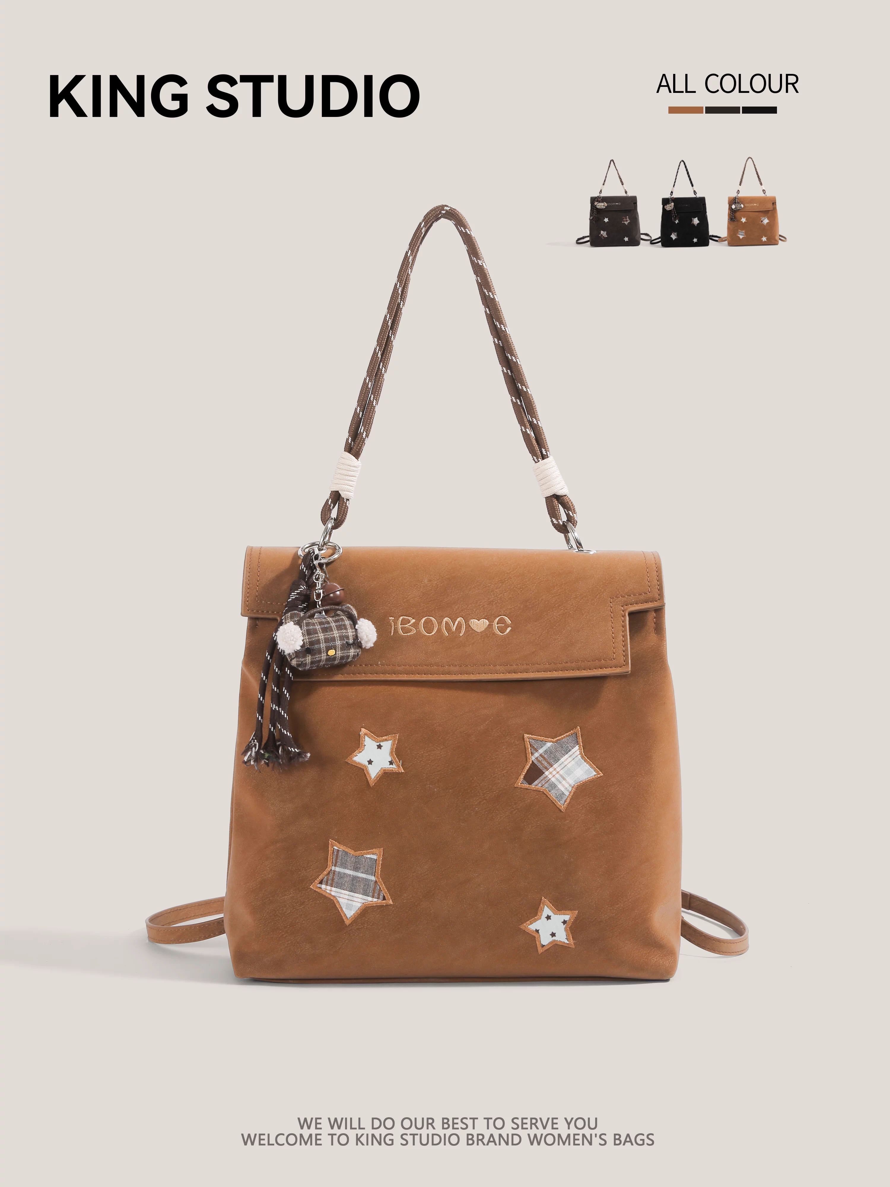 Ba lô sao retro chất liệu da lộn dành cho nữ 2026, mẫu mới thời thượng, dung tích lớn, dùng đi làm, du lịch, đeo chéo, đi học