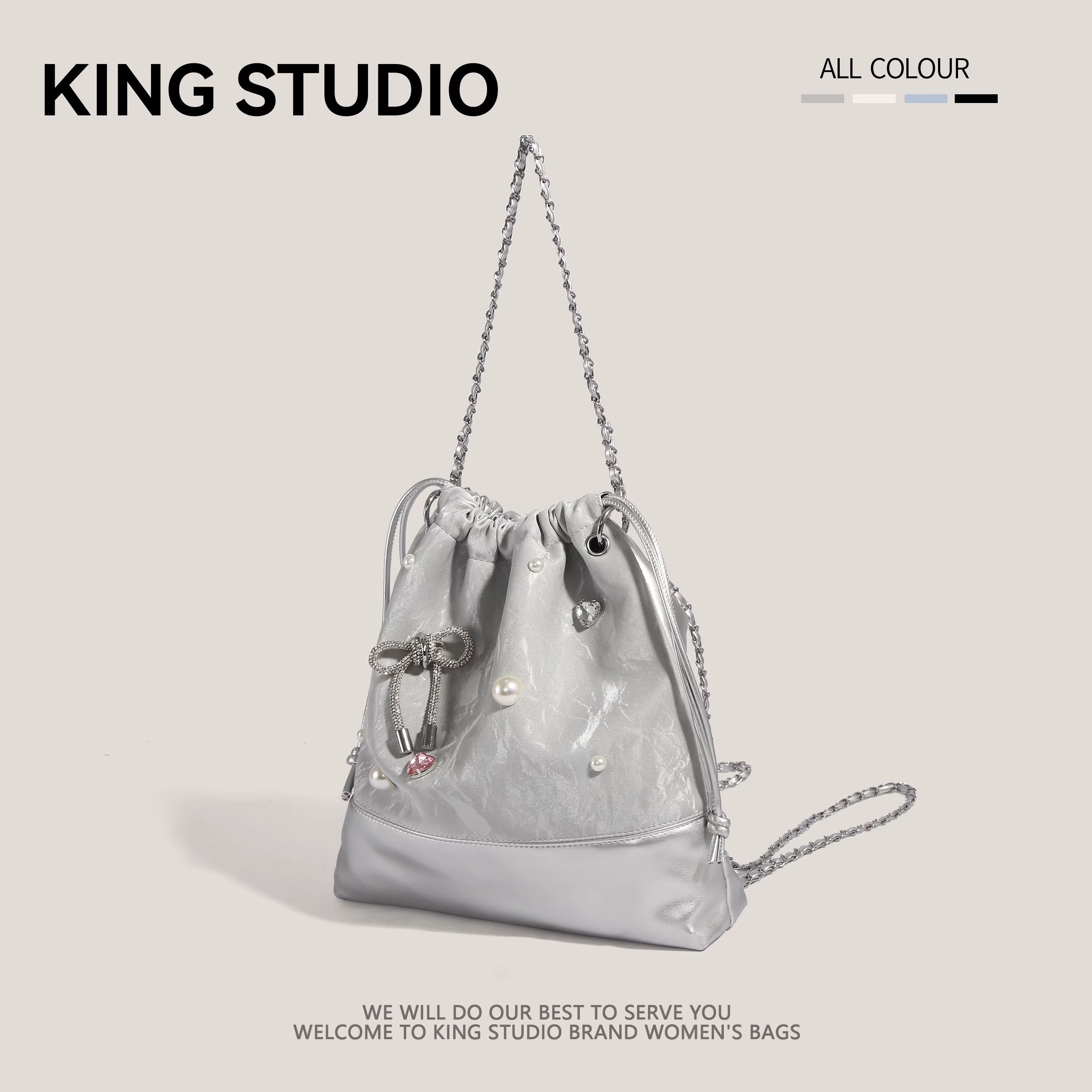 Túi đeo vai nữ cỡ lớn thời trang hè 2025, đa năng, kiểu dáng xô, có dây xích, thích hợp đi làm