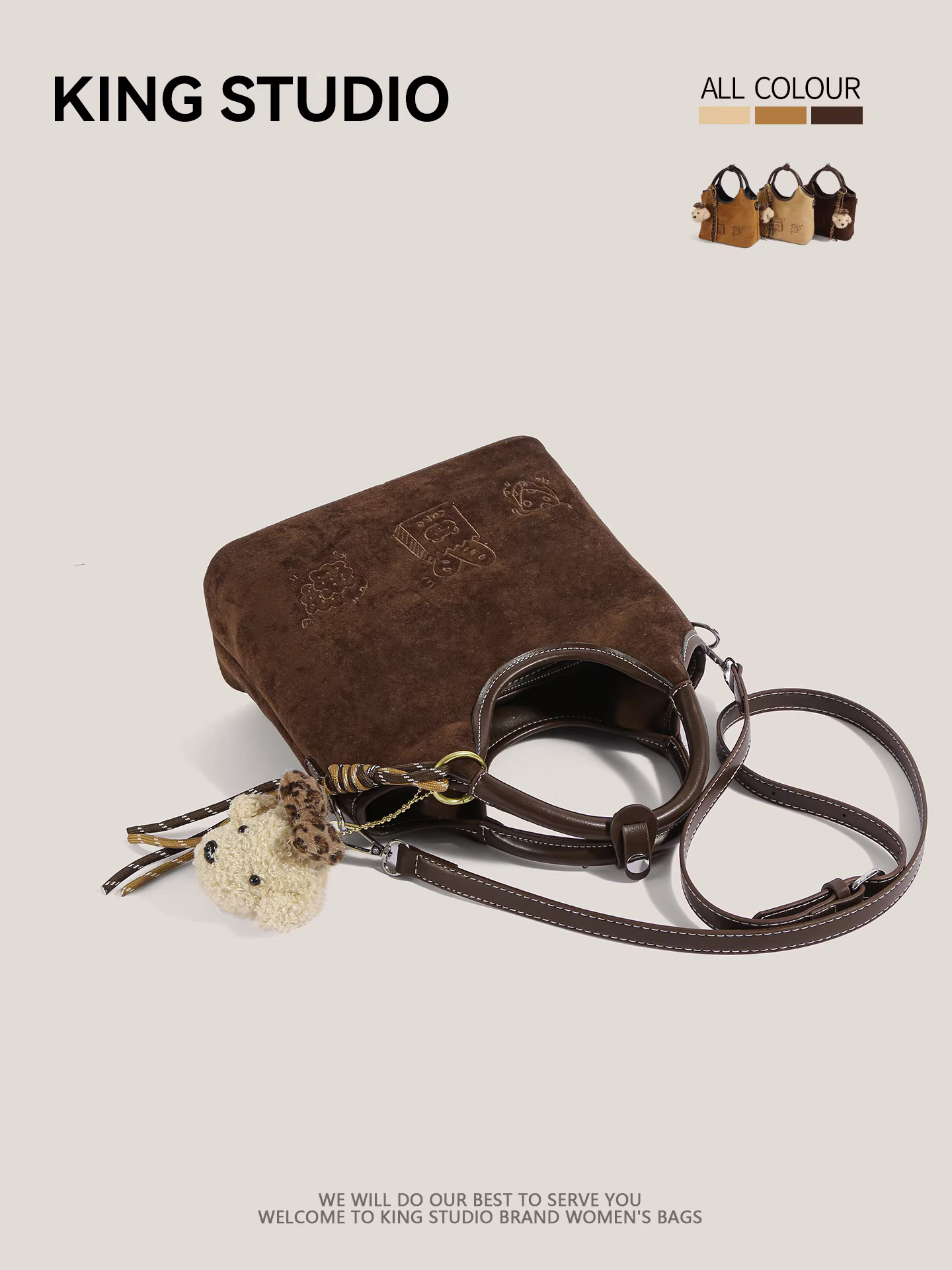 Túi đeo chéo nữ phong cách retro mờ lì, thời trang mới 2026, chất liệu da lộn, kiểu dáng xô, dung tích lớn