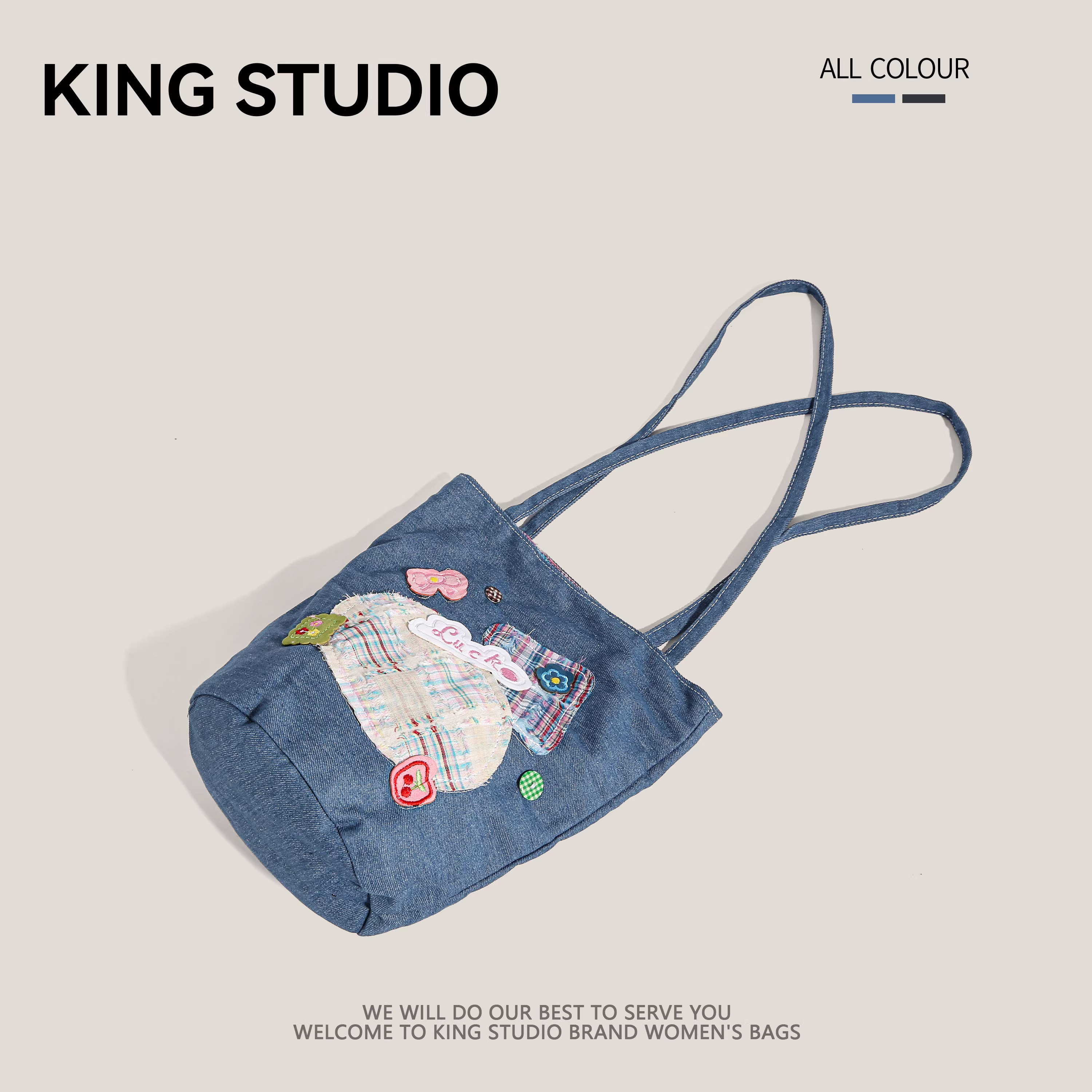 Túi đeo vai denim nữ thời trang Hàn Quốc mới 2025, túi tote đi làm đa năng, dung tích lớn, chất liệu canvas