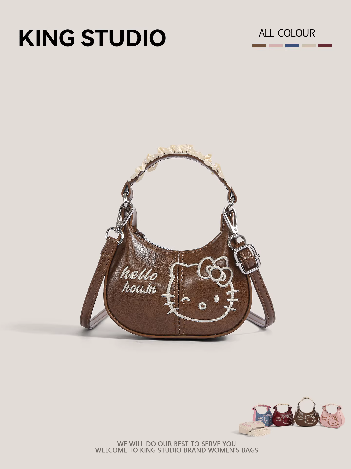 Túi xách Hello Kitty dễ thương dành cho nữ 2025, mẫu hoạt hình mới, túi mini đeo chéo một bên vai