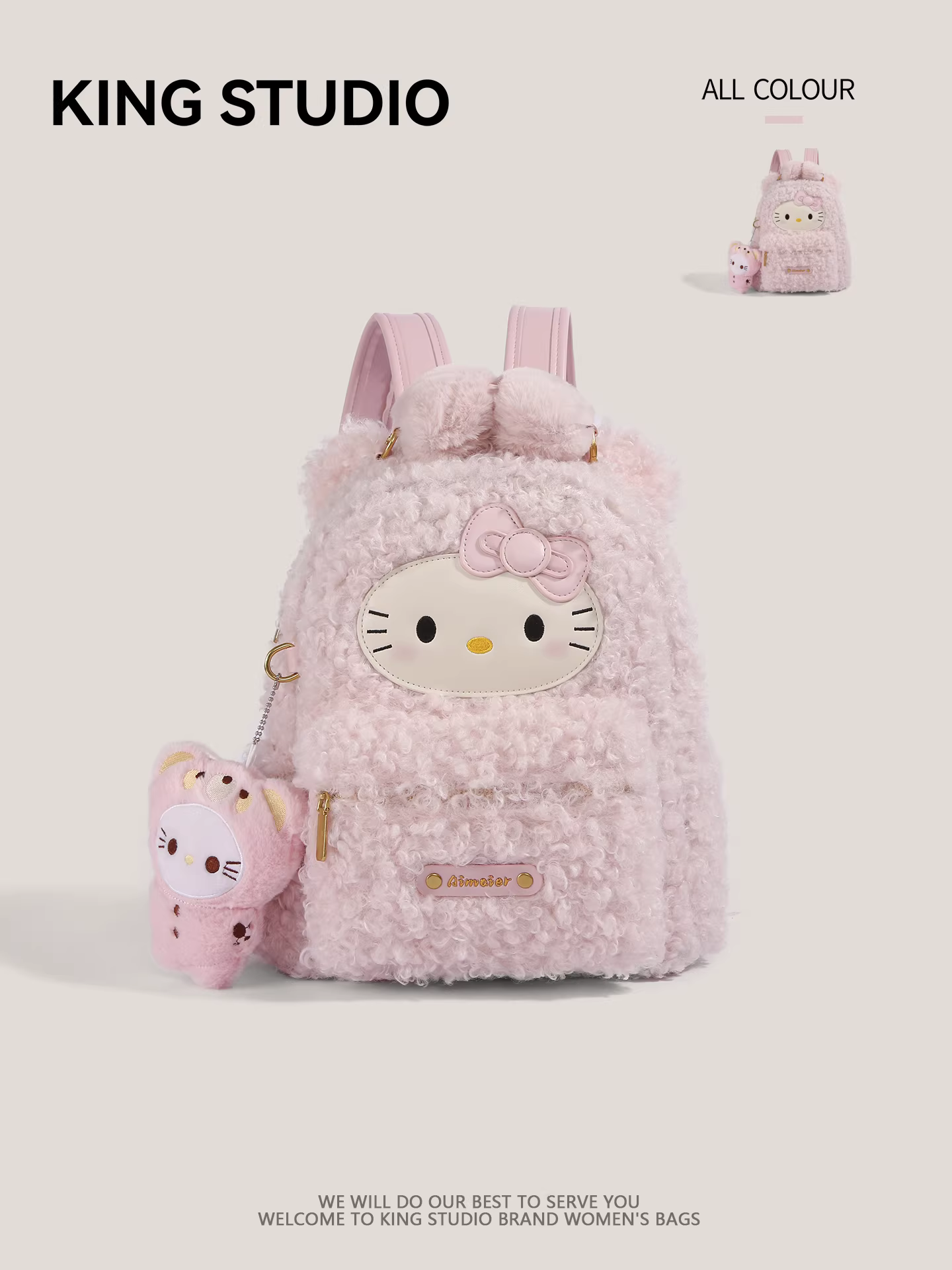 Ba lô Hello Kitty dễ thương bằng vải bông dành cho nữ, mẫu mới 2026, hoạt hình Hello Kitty, đa năng, dùng được cho học sinh, sinh viên, đi học, đi làm