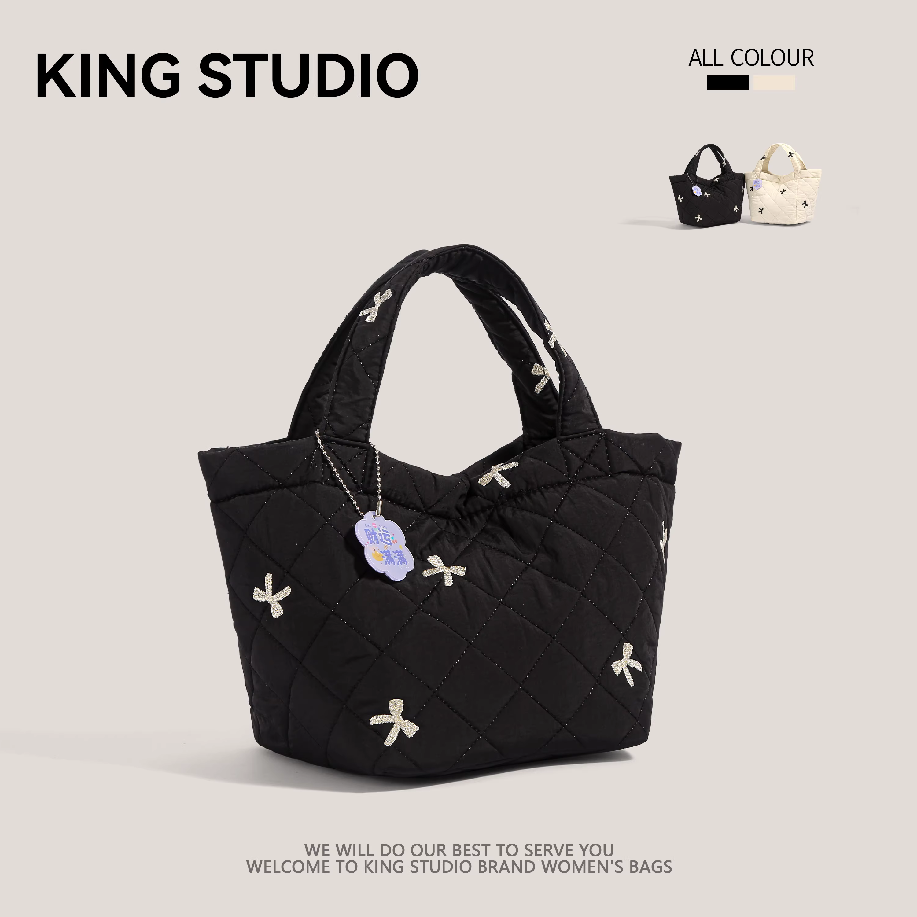 Túi nhỏ thêu họa tiết chần bông thời trang dành cho nữ, mẫu mới thu đông 2025, túi đệm bông siêu hot, túi xách tote