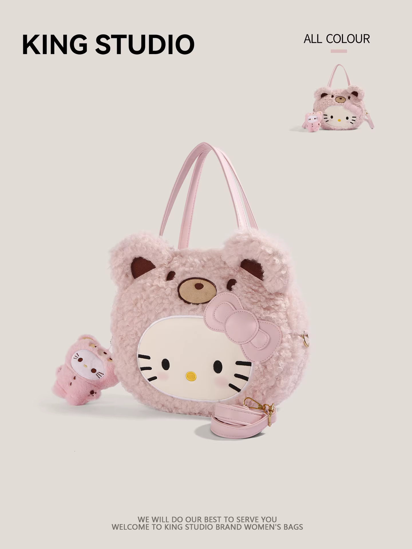 Túi đeo chéo Hello Kitty màu hồng dành cho nữ, mẫu mới 2025, phong cách hoạt hình Kitty độc đáo, đa năng