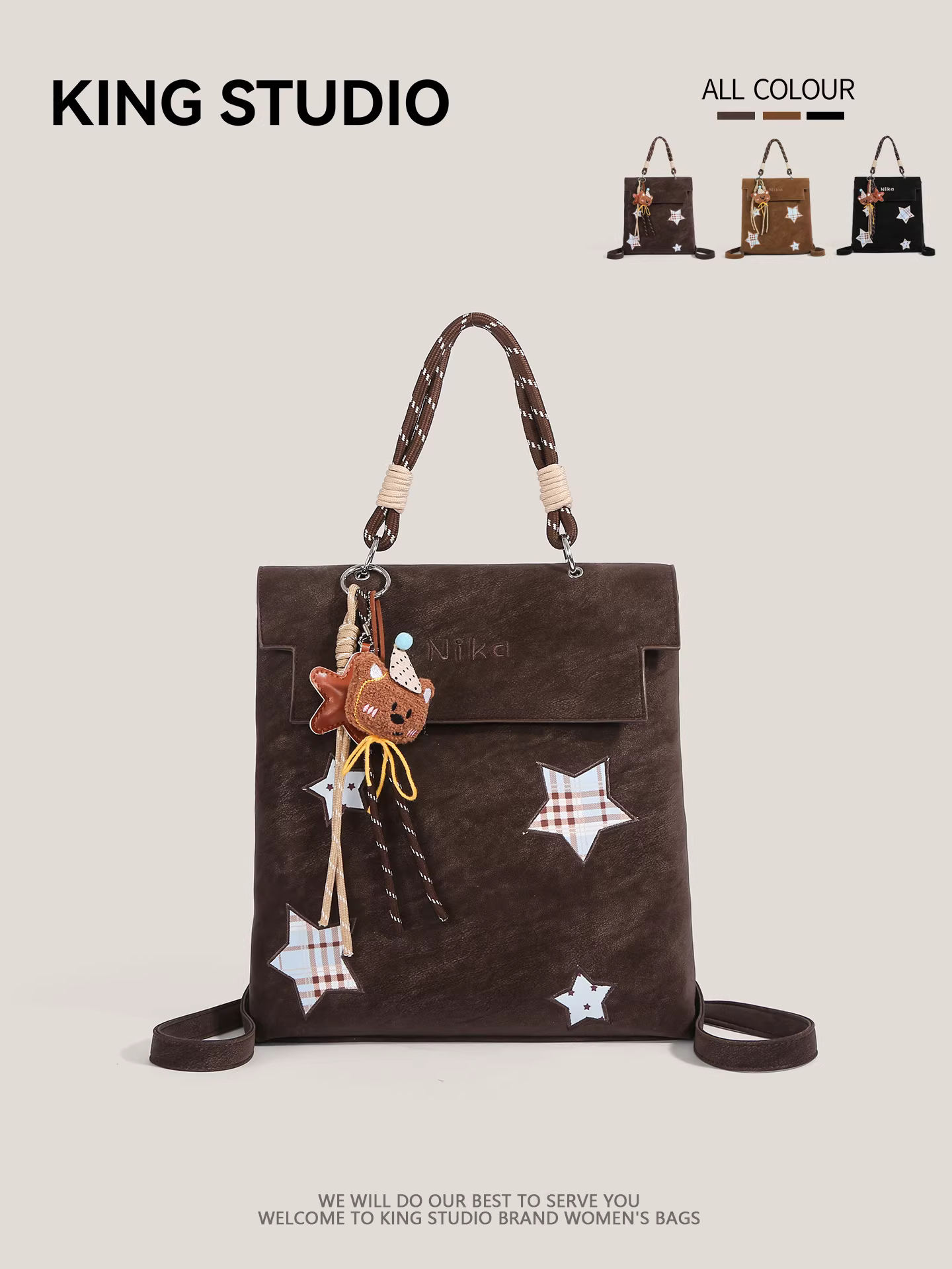 Ba lô sao retro độc đáo dành cho nữ 2026, ba lô đi làm hàng ngày dung tích lớn, thời trang cao cấp, cặp sách học sinh