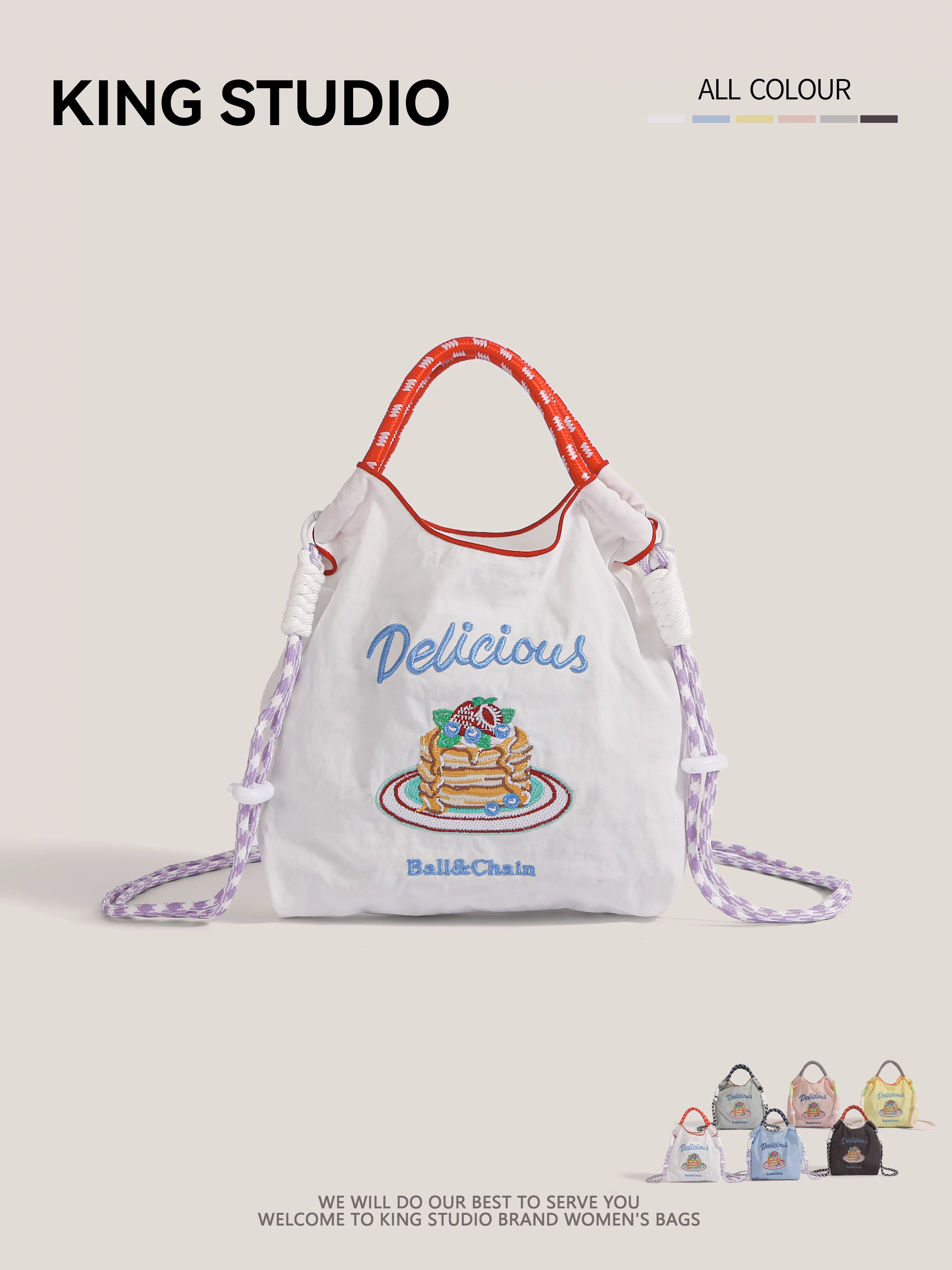 Túi đựng bánh hình quả cầu Nhật Bản thêu dây chuyền, túi mua sắm thân thiện với môi trường, túi tote mini, túi đeo vai, túi đeo chéo, túi đựng điện thoại dành cho nữ