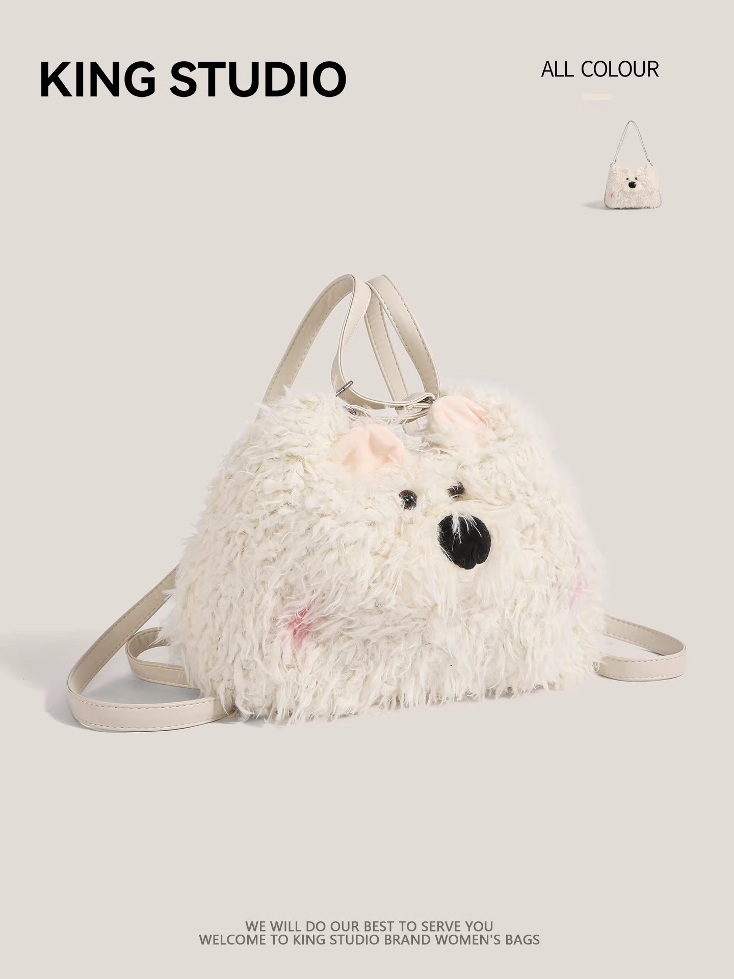 Túi tote Tây Nguyên dễ thương dành cho nữ 2025, kiểu dáng thời thượng, chất liệu len cừu, balo cỡ lớn, đeo vai đơn