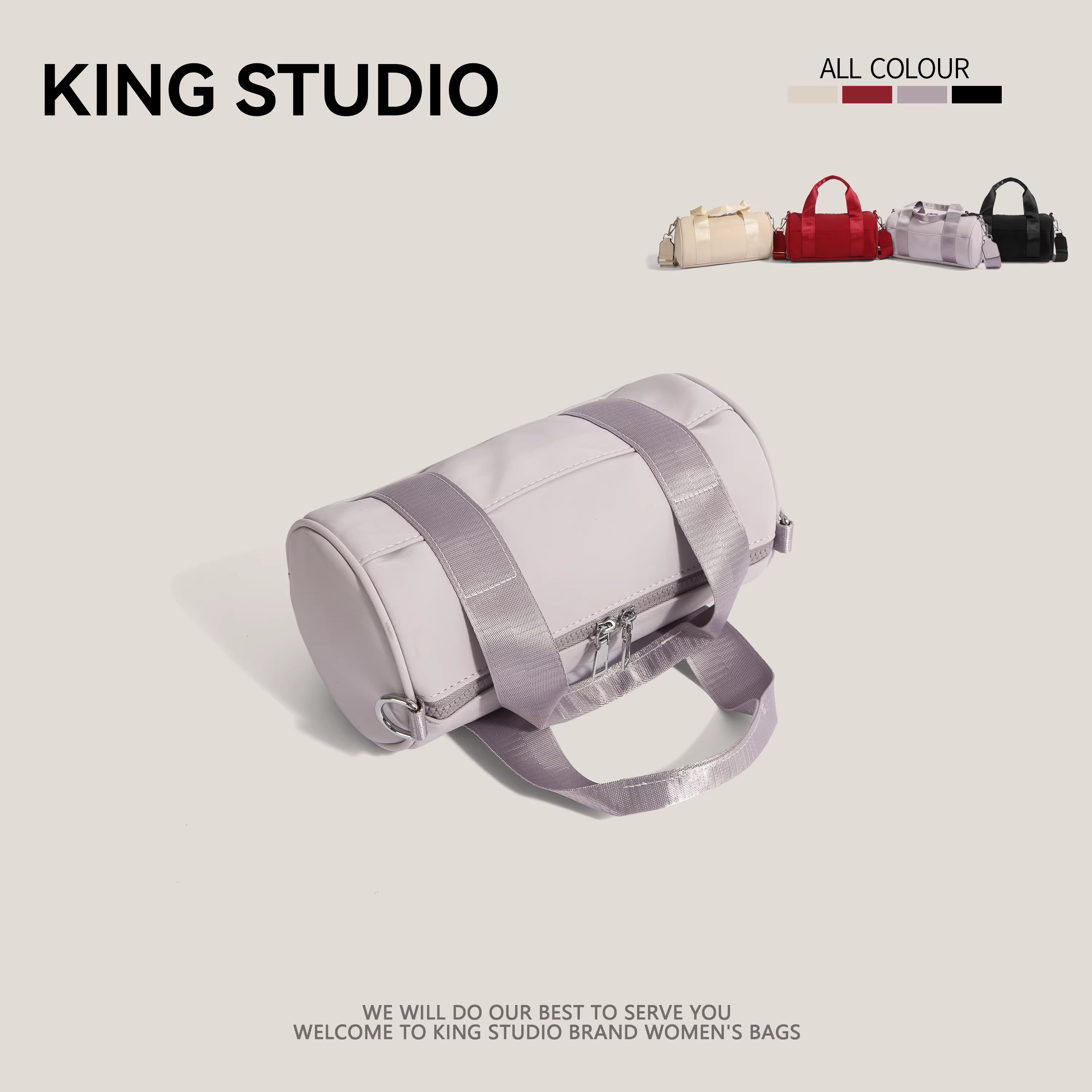 Túi xách nữ 2025 kiểu mới đơn giản cao cấp, túi gối Boston đeo vai đeo chéo hình trụ