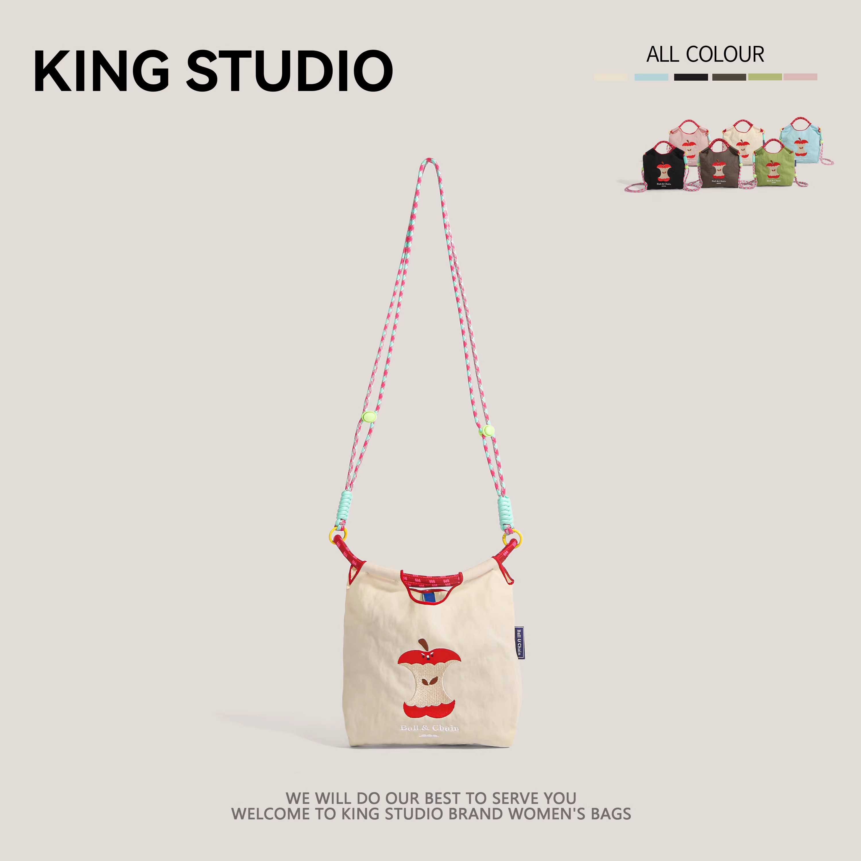 Túi mua sắm thân thiện với môi trường dây chuyền bi Nhật Bản, túi nylon thêu, túi đựng điện thoại mini dành cho nữ, túi đeo vai đa năng, túi đeo chéo