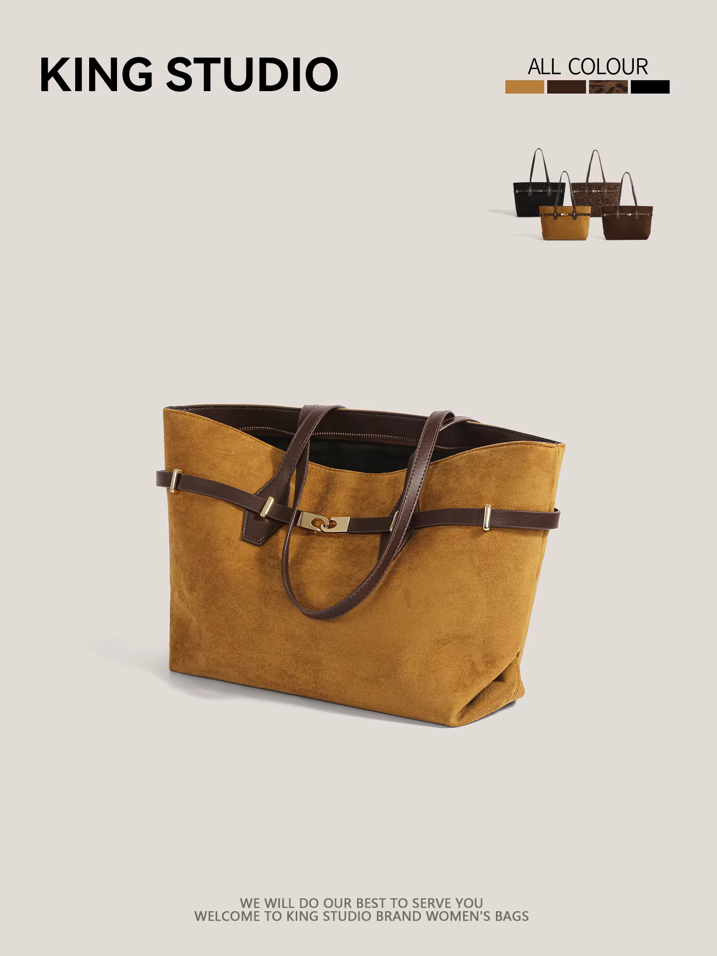 Túi xách nữ cỡ lớn phong cách retro, mẫu mới 2025, đơn giản và thời trang, chất liệu da lộn, túi đeo vai, túi xách đi làm, túi tote