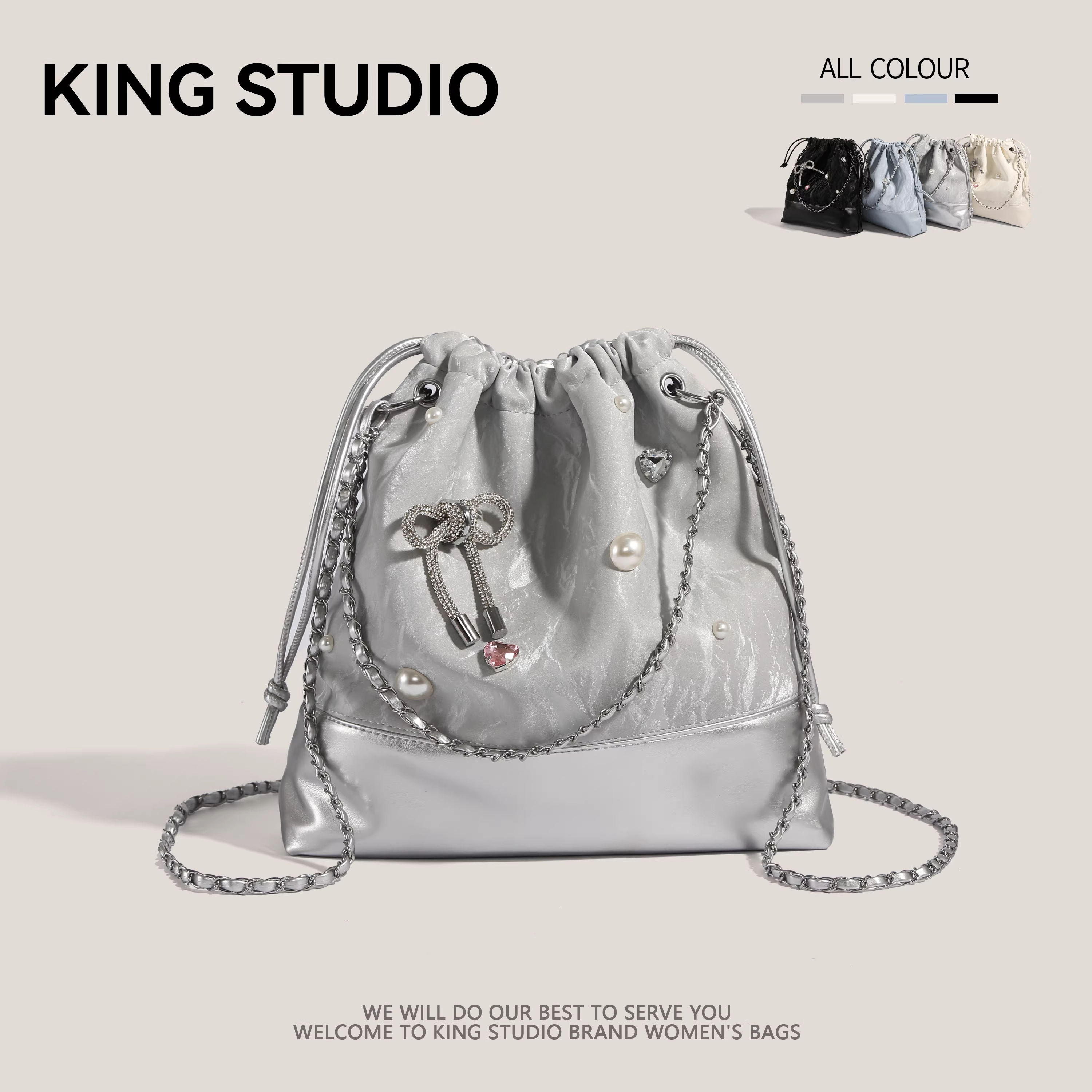 Túi đeo vai nữ cỡ lớn thời trang hè 2025, đa năng, kiểu dáng xô, có dây xích, thích hợp đi làm