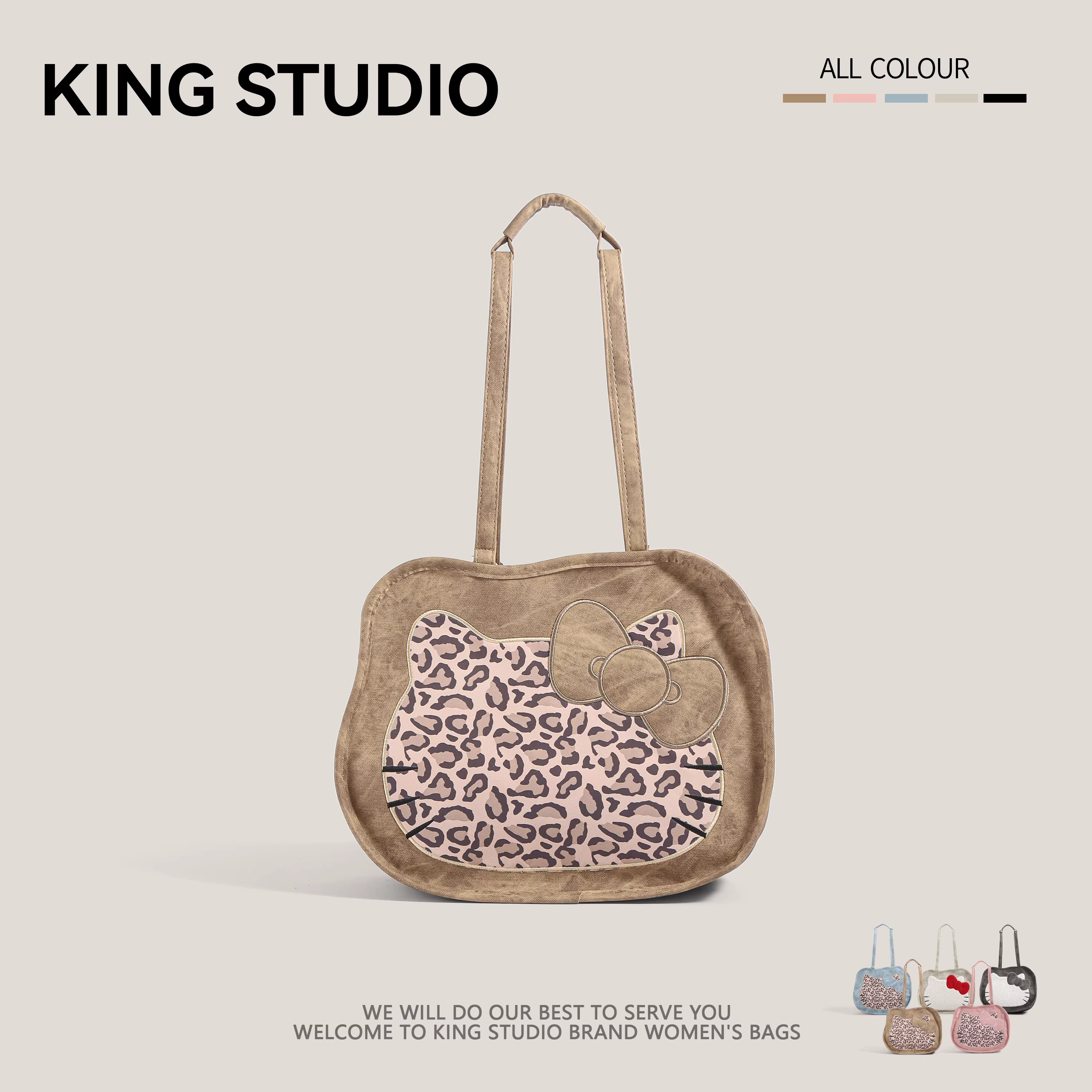 Ba lô da lộn in họa tiết báo hoạt hình dành cho nữ, mẫu mới thu đông 2025, túi tote Hàn Quốc dễ thương, dung tích lớn