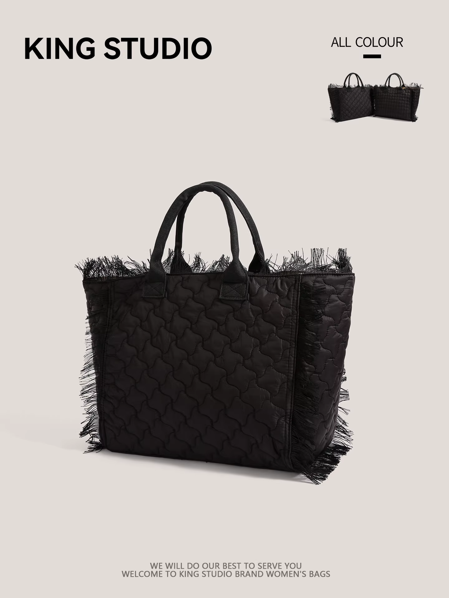 Túi tote tua rua cao cấp dành cho nữ, mẫu mới 2025, dung tích lớn, thời trang, đa năng, thêu nổi.