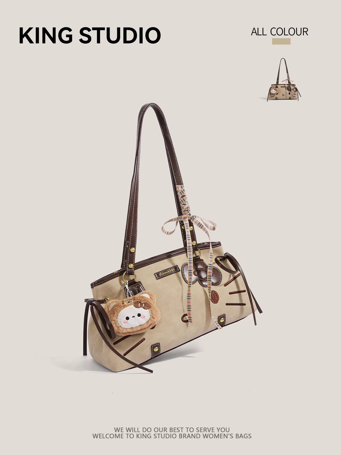 Túi Hello Kitty dễ thương dành cho nữ, mẫu mới 2025, túi tote thời trang có nơ, túi đeo vai đa năng, túi đeo nách