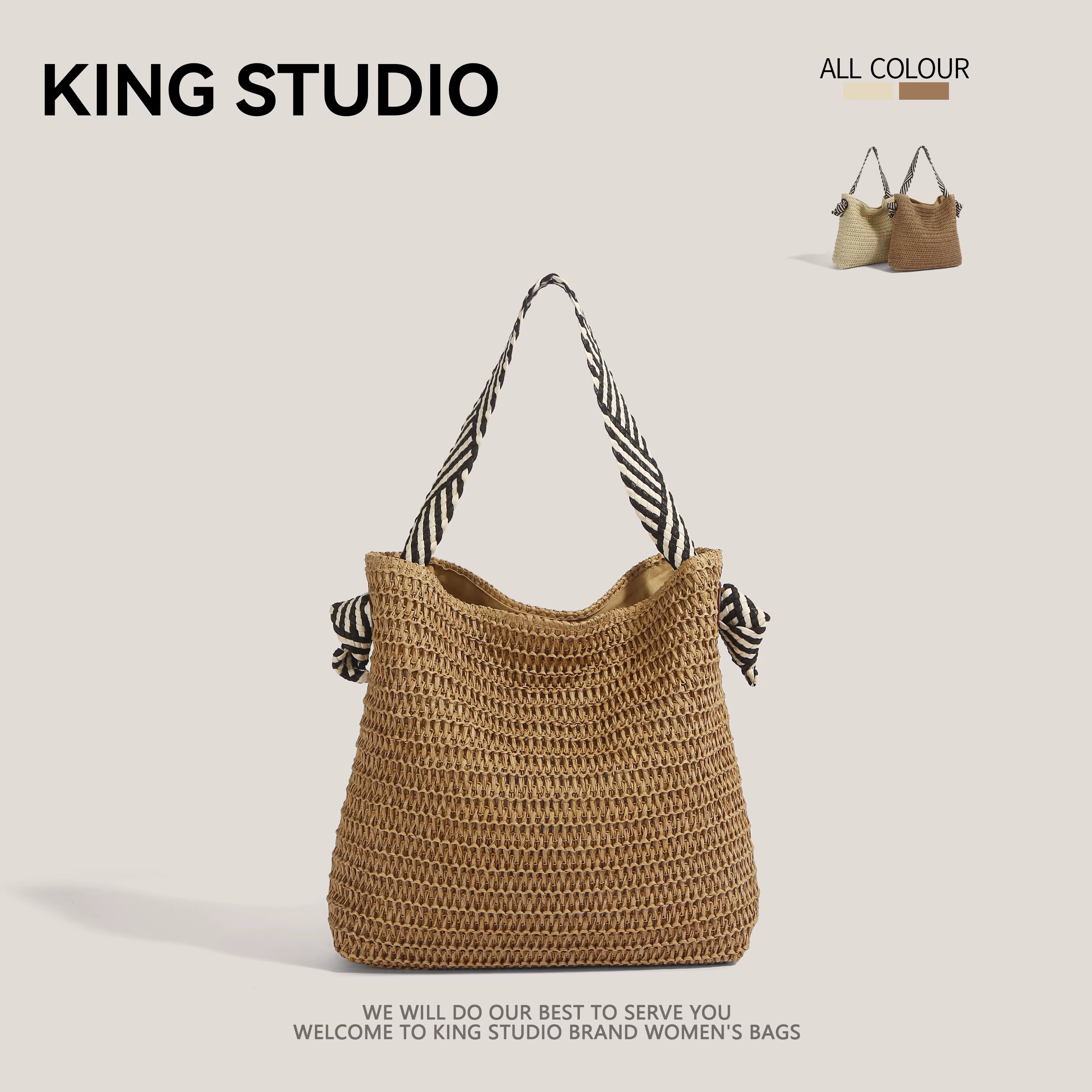 Túi cói đan cỡ lớn dành cho nữ, mẫu mới hè 2025, túi đi biển, phong cách phóng khoáng, đeo vai, túi tote đi làm