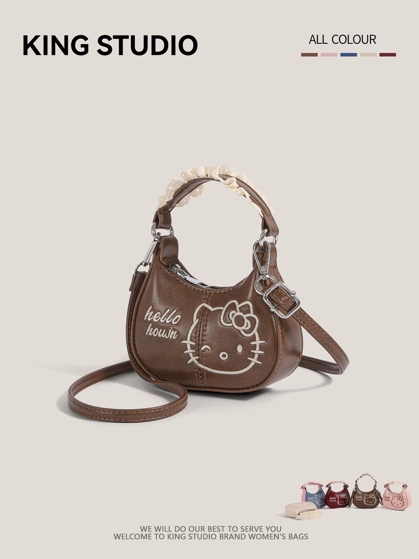 Túi xách Hello Kitty dễ thương dành cho nữ 2025, mẫu hoạt hình mới, túi mini đeo chéo một bên vai