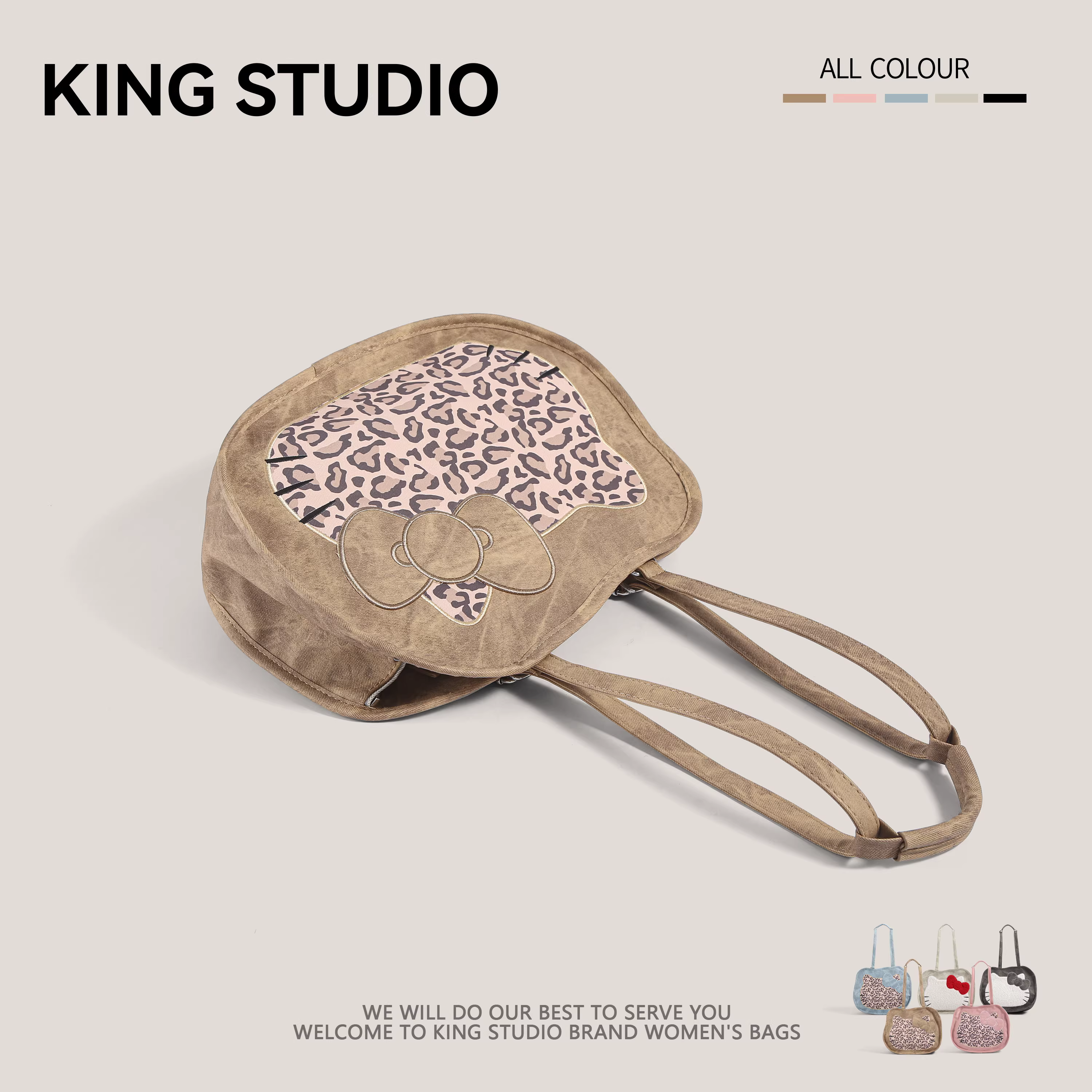 Ba lô da lộn in họa tiết báo hoạt hình dành cho nữ, mẫu mới thu đông 2025, túi tote Hàn Quốc dễ thương, dung tích lớn