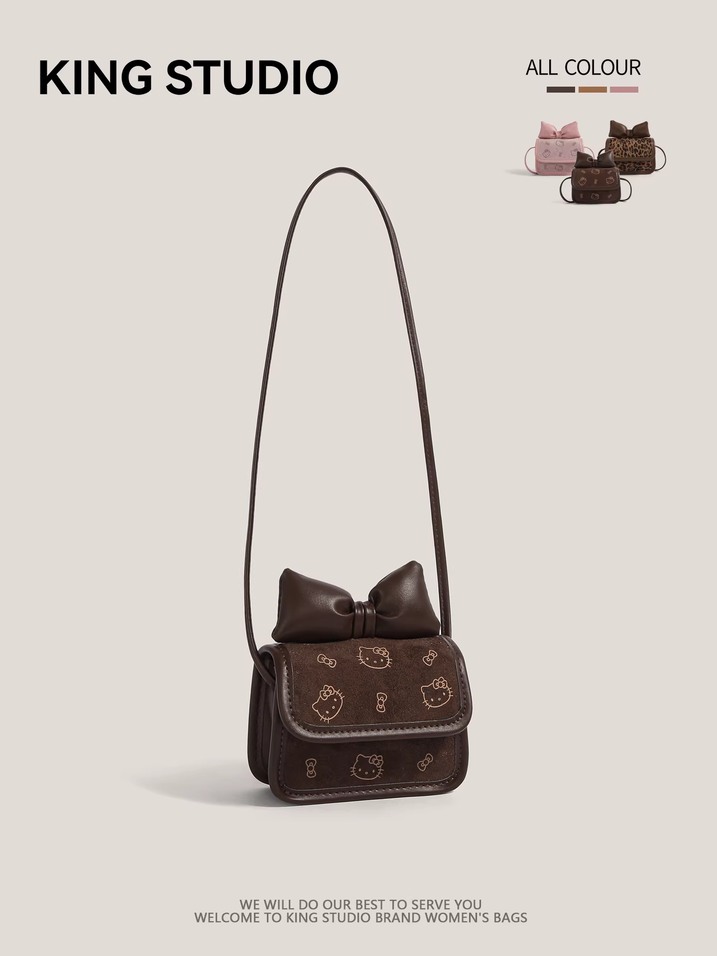 Túi vuông nhỏ hình Hello Kitty dễ thương dành cho nữ, mẫu mới 2025, hoạt hình Hello Kitty, đa năng, đeo vai, đeo chéo