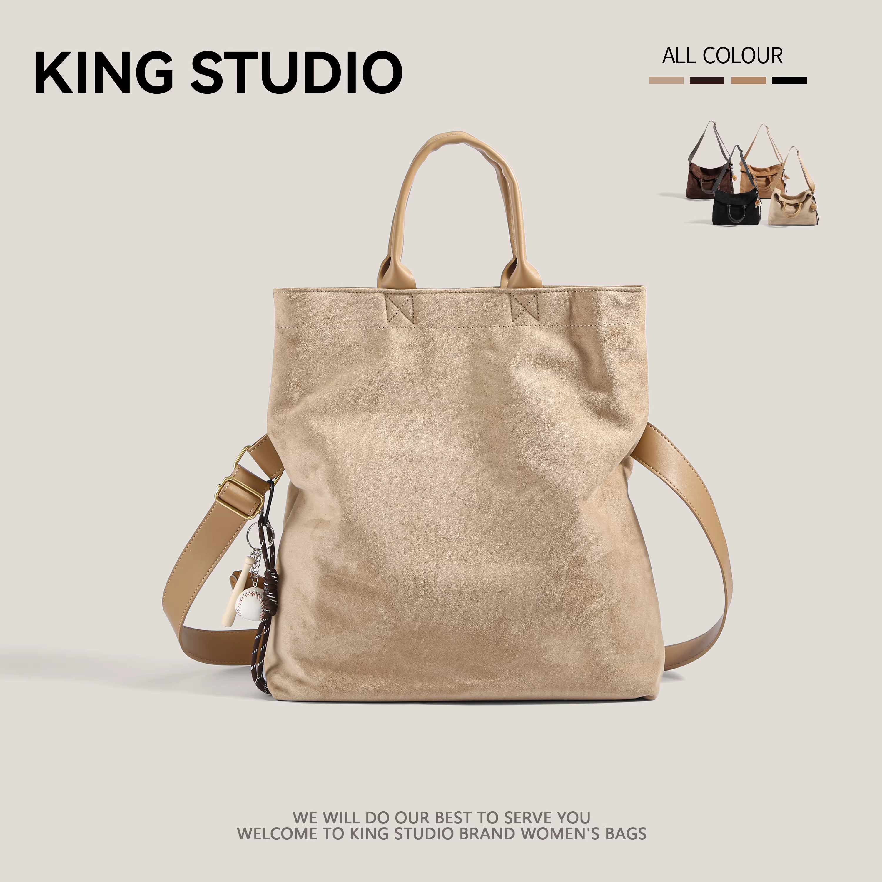 Túi xách da lộn cỡ lớn dành cho nữ, mẫu mới thu đông 2025, phong cách retro thời trang, túi đeo vai đa năng, túi tote đi làm và đi lại