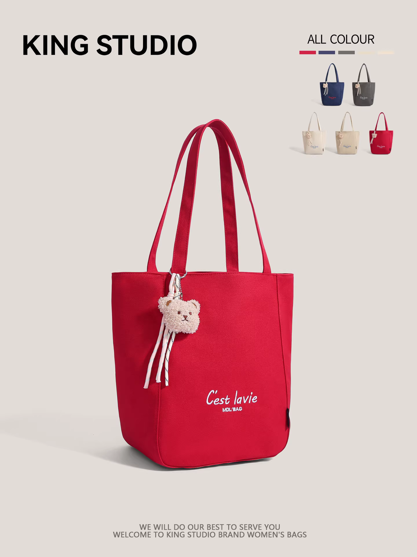 Túi vải bố đỏ cỡ lớn phong cách Zhao Lusi dành cho nữ, mẫu mới 2025, túi đeo vai đi làm, túi tote đi học