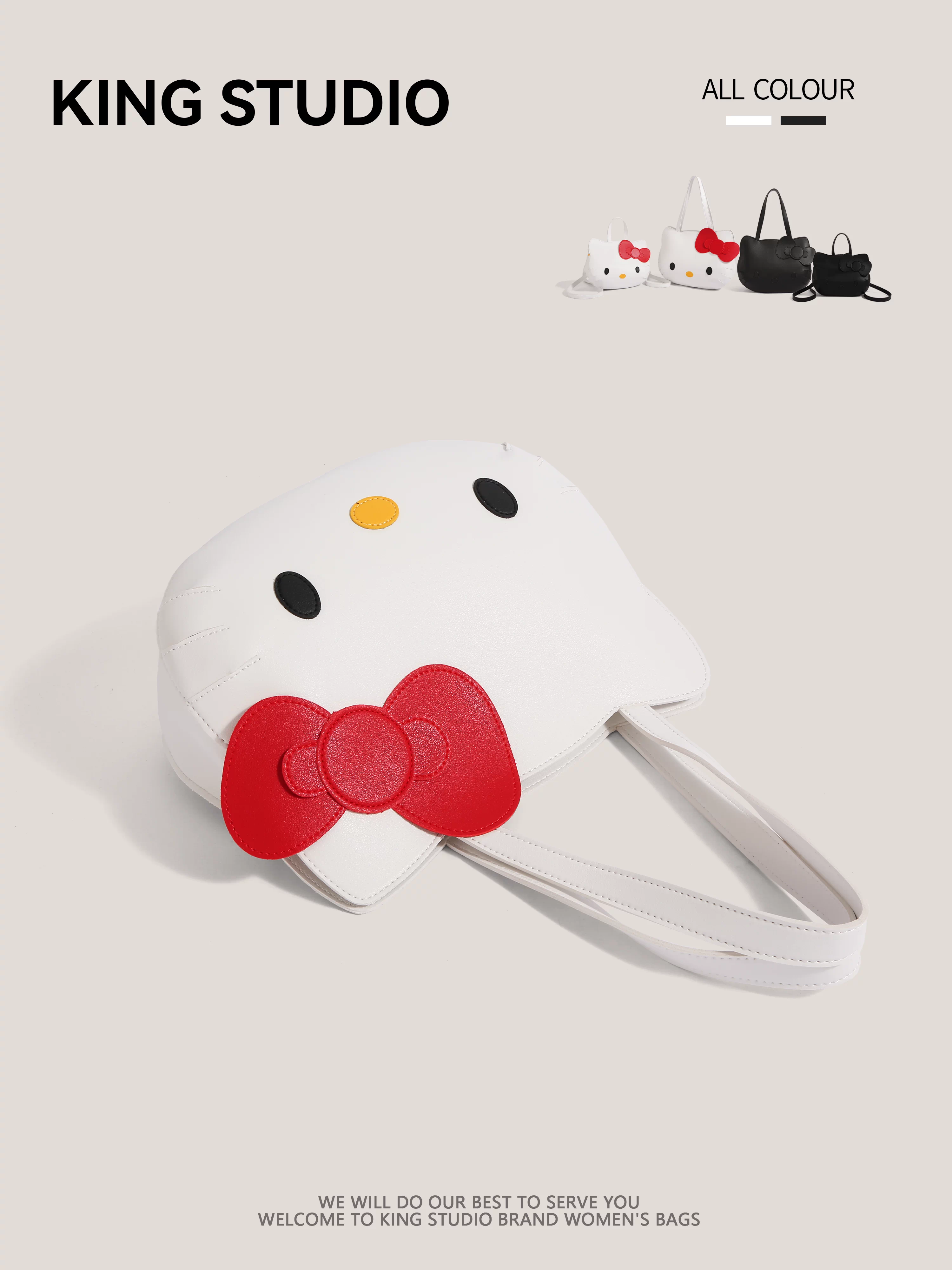 Túi tote Hello Kitty dễ thương dành cho nữ, túi đeo vai học sinh dung tích lớn, ba lô Hello Kitty