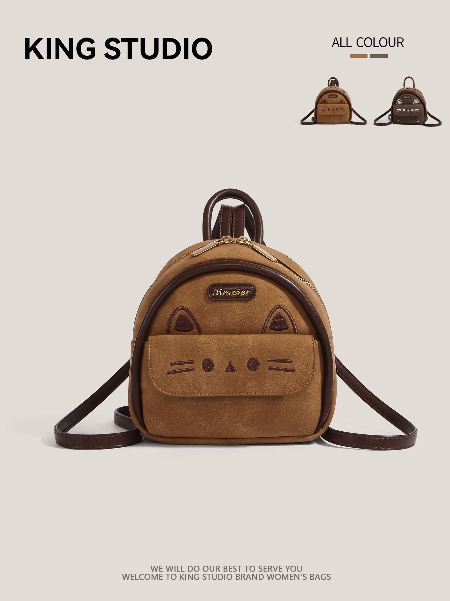 Ba lô mèo con dễ thương dành cho nữ 2025, kiểu dáng mới thời thượng, phong cách retro độc đáo, ba lô đa năng, túi xách đi làm, đi học