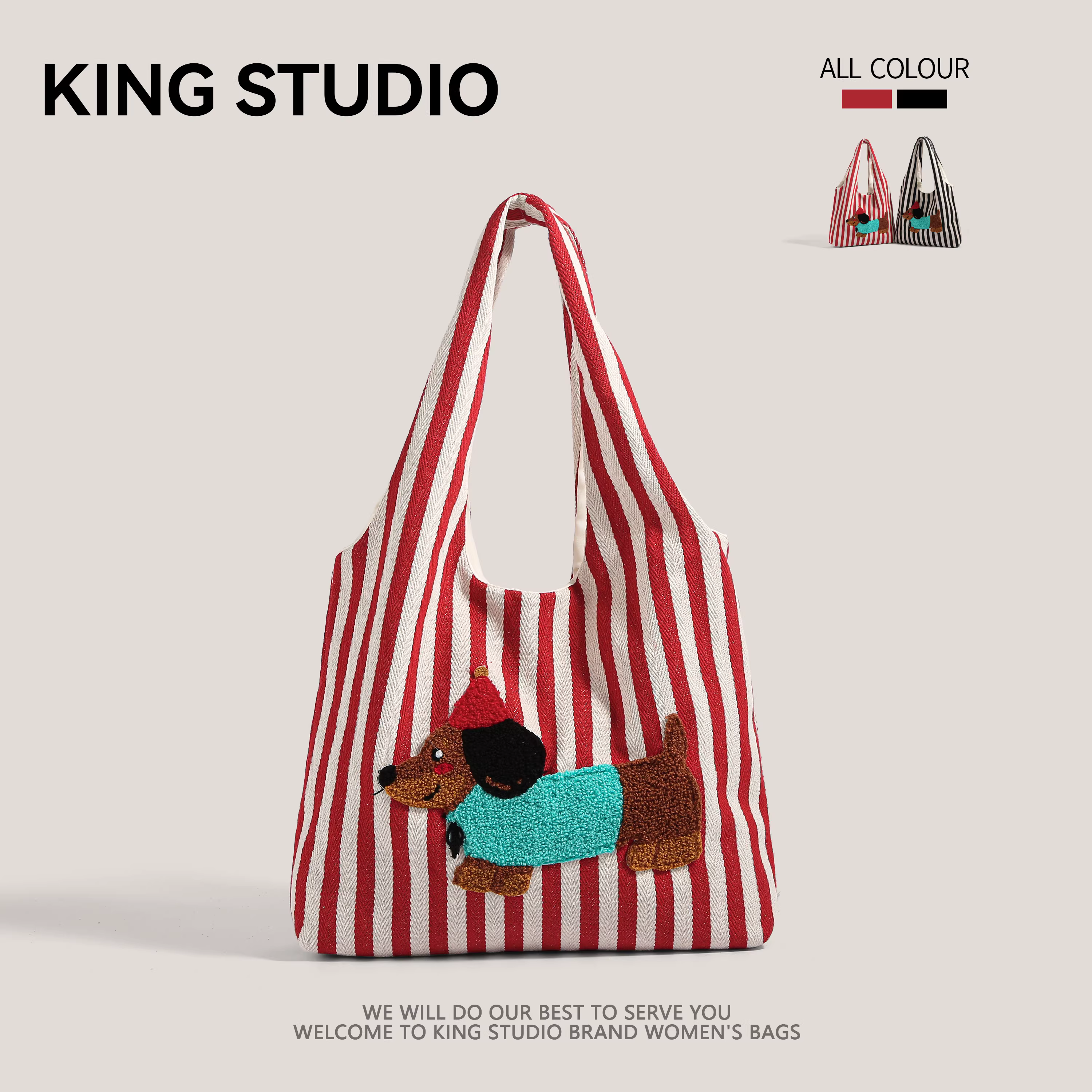 Túi xách sọc Dachshund dành cho nữ 2025, túi đeo vai đa năng, dung tích lớn, túi tote dành cho sinh viên đại học đi học.