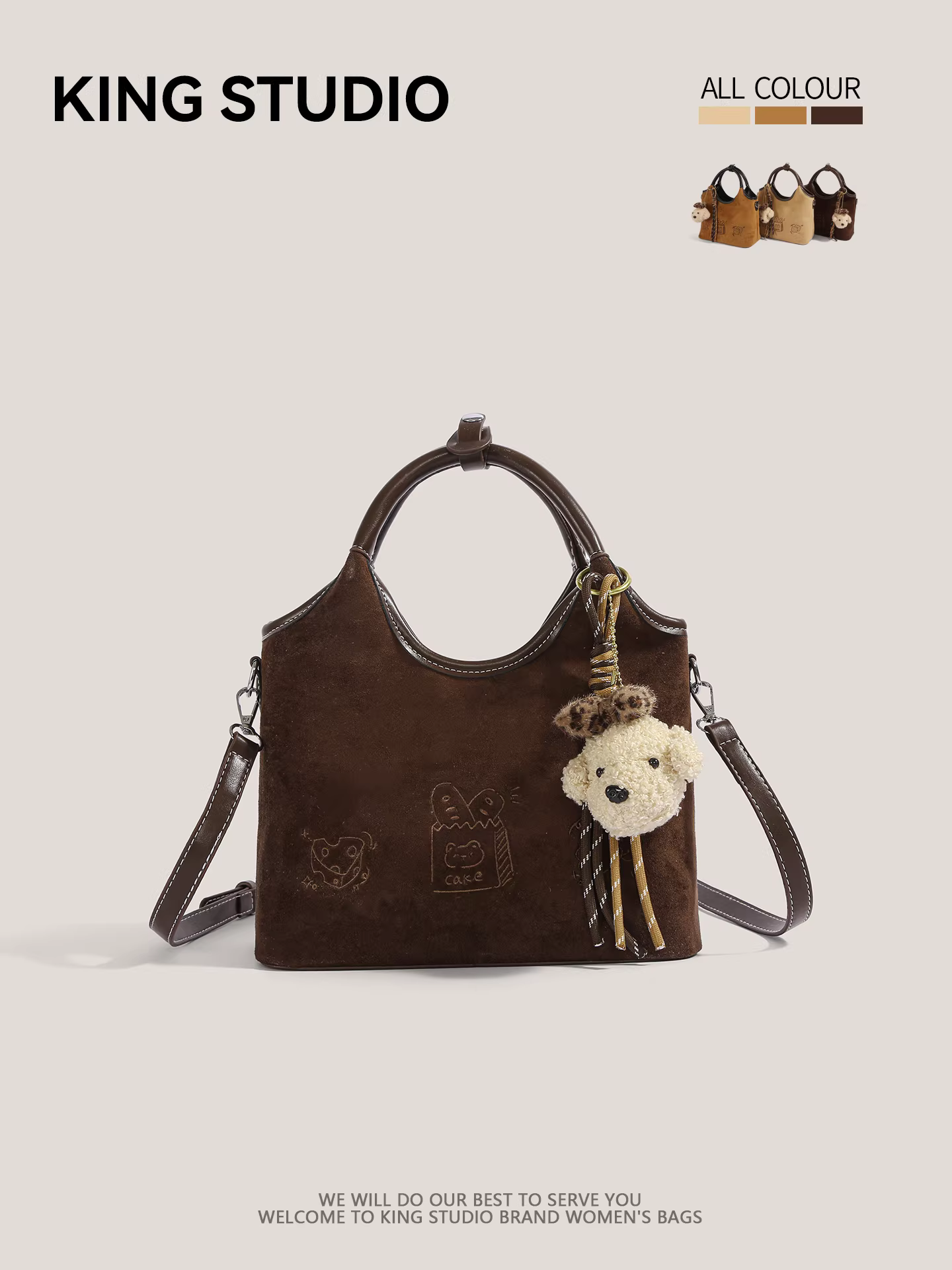 Túi đeo chéo nữ phong cách retro mờ lì, thời trang mới 2026, chất liệu da lộn, kiểu dáng xô, dung tích lớn