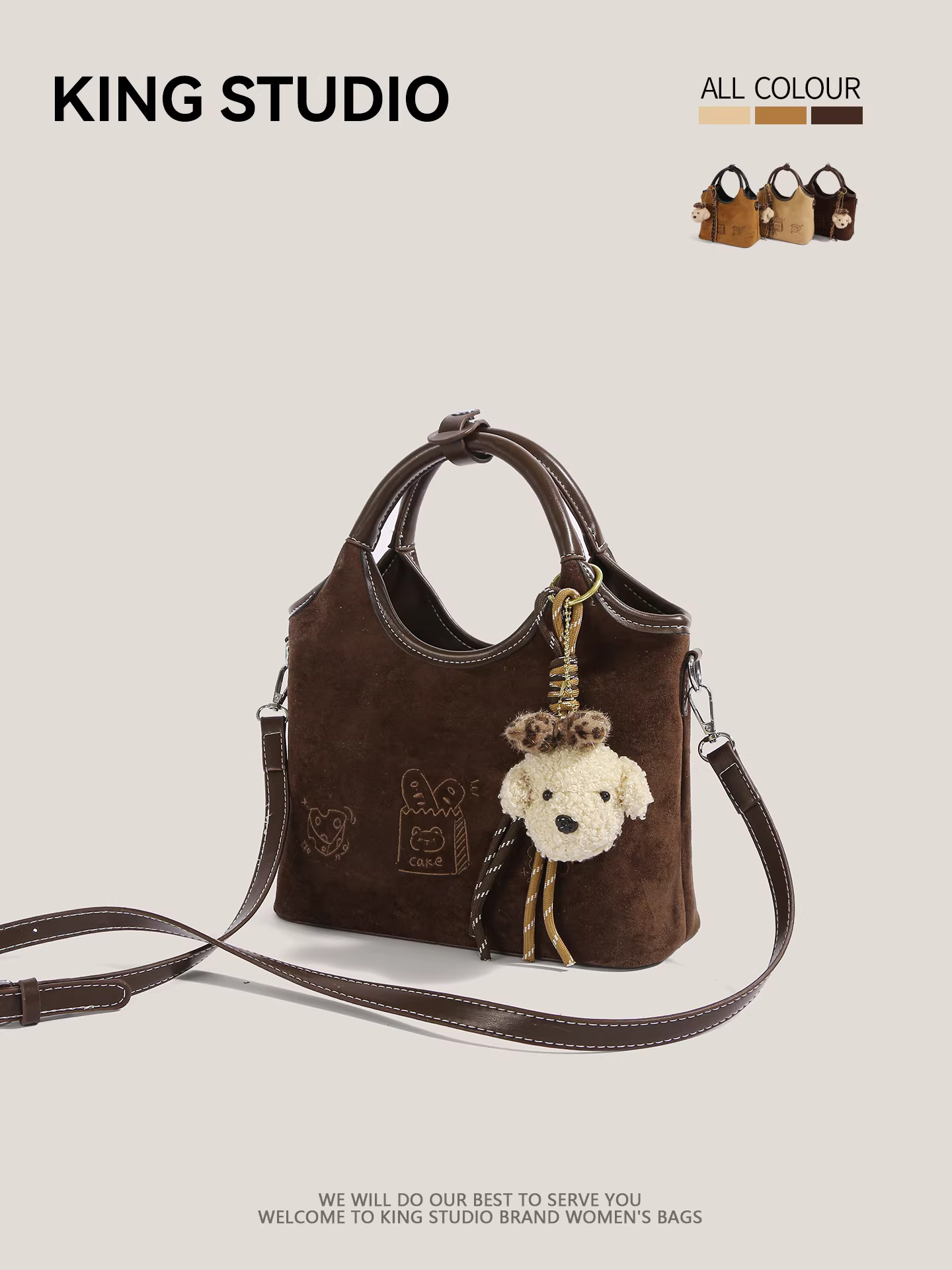 Túi đeo chéo nữ phong cách retro mờ lì, thời trang mới 2026, chất liệu da lộn, kiểu dáng xô, dung tích lớn