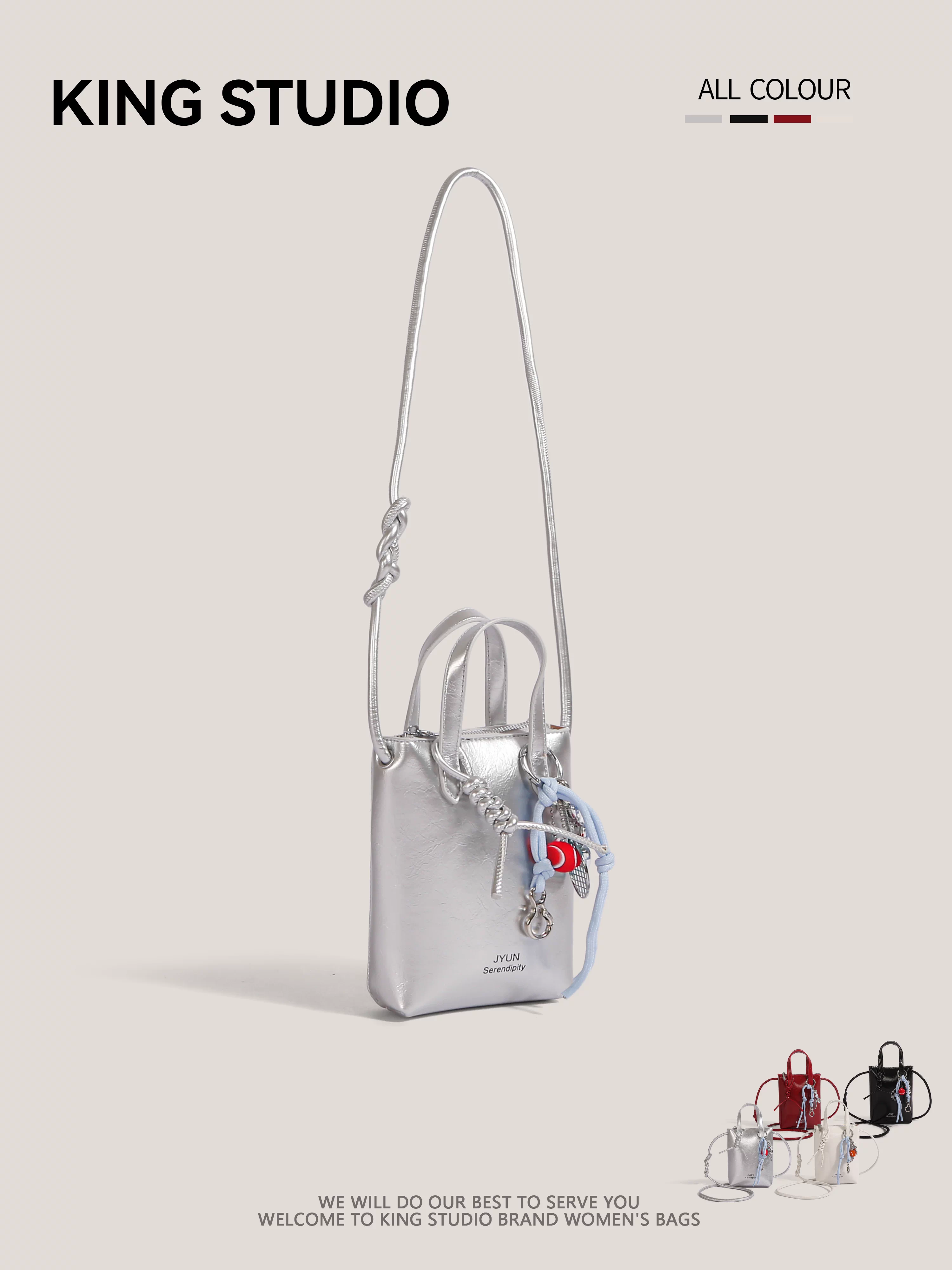 Túi mini bạc mùa hè dành cho nữ 2025, mẫu mới thời thượng cao cấp, đeo vai, đeo chéo, đựng điện thoại, kiểu dáng xô