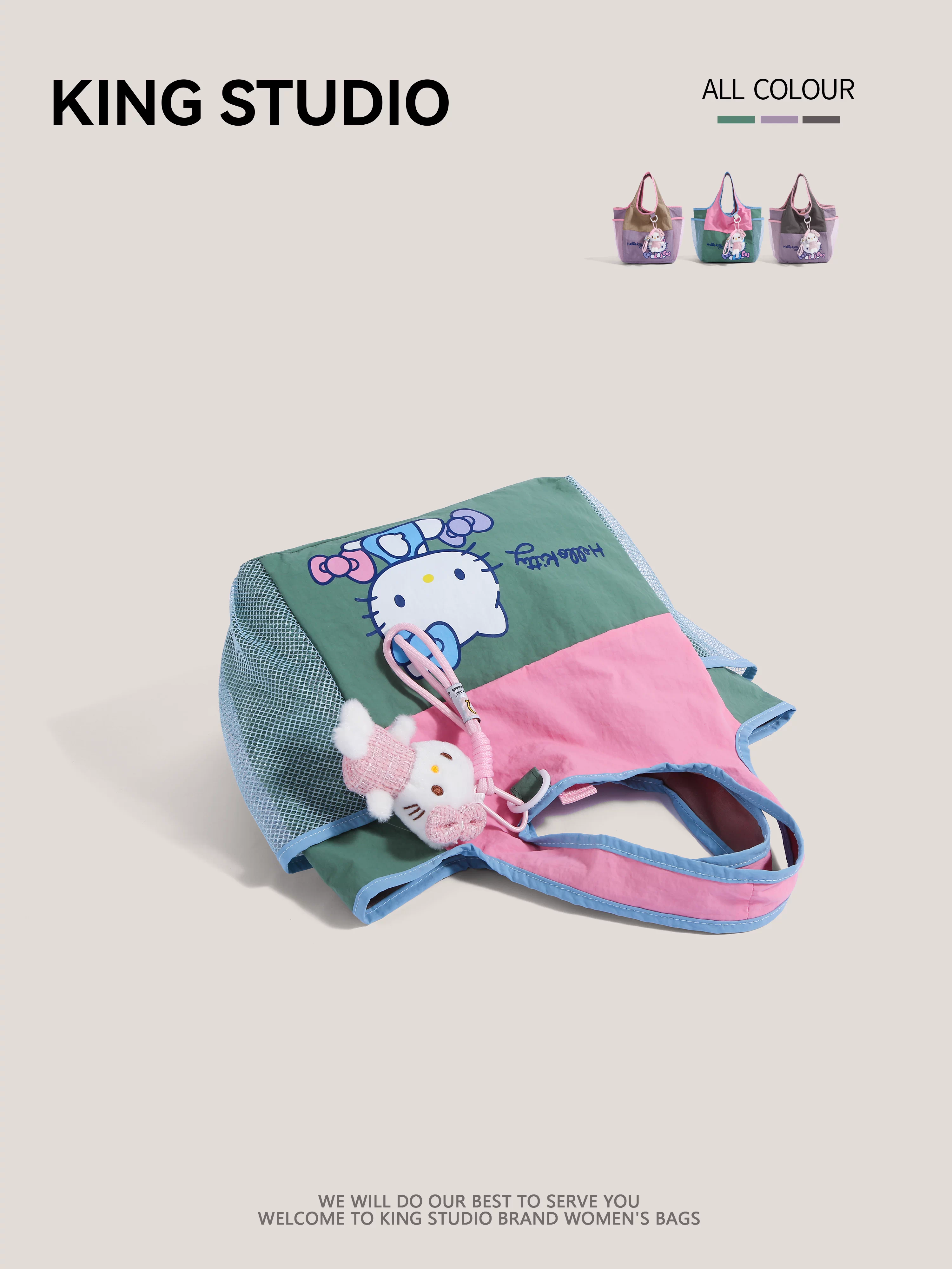 Túi xách Hello Kitty dễ thương dành cho nữ 2025, mẫu mới, chống thấm, kiểu dáng túi mua sắm