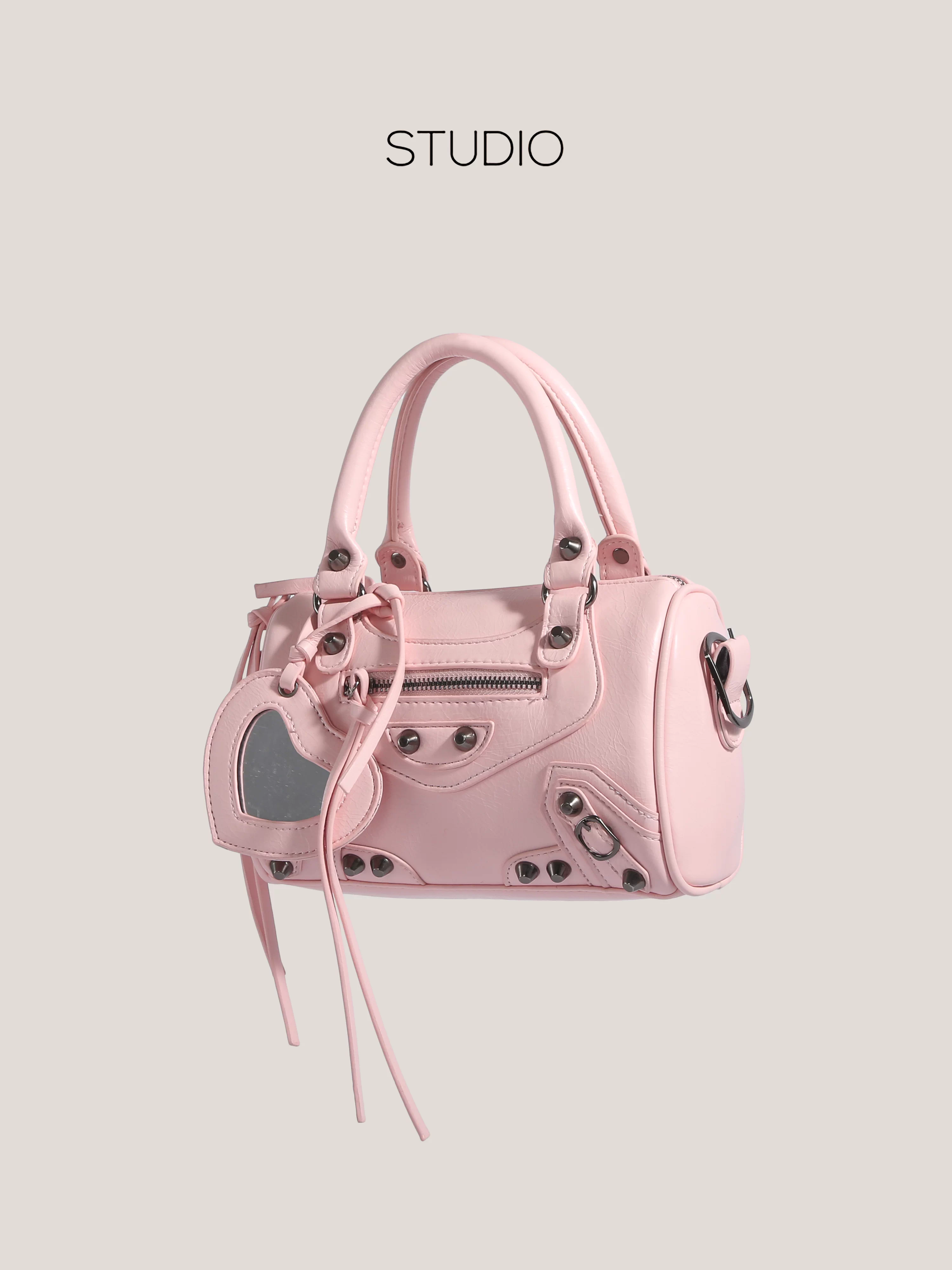 Túi xách xe máy thời trang nữ 2025, túi đeo chéo màu hồng kiểu gối, dây đeo vai rộng, đeo chéo đơn