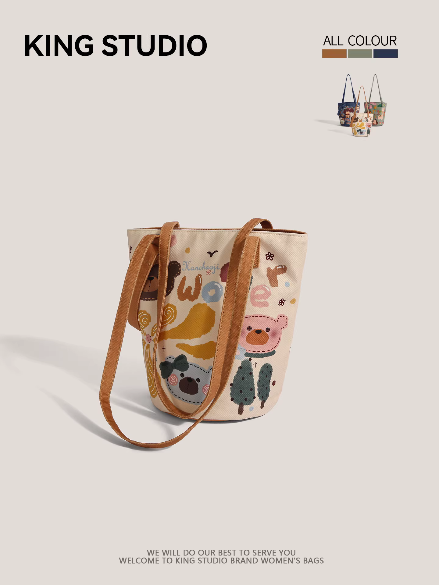 Túi đeo vai cỡ lớn dành cho nữ 2025, mẫu mới dễ thương, chất liệu canvas, đa năng, đeo chéo, đi làm, đi chơi