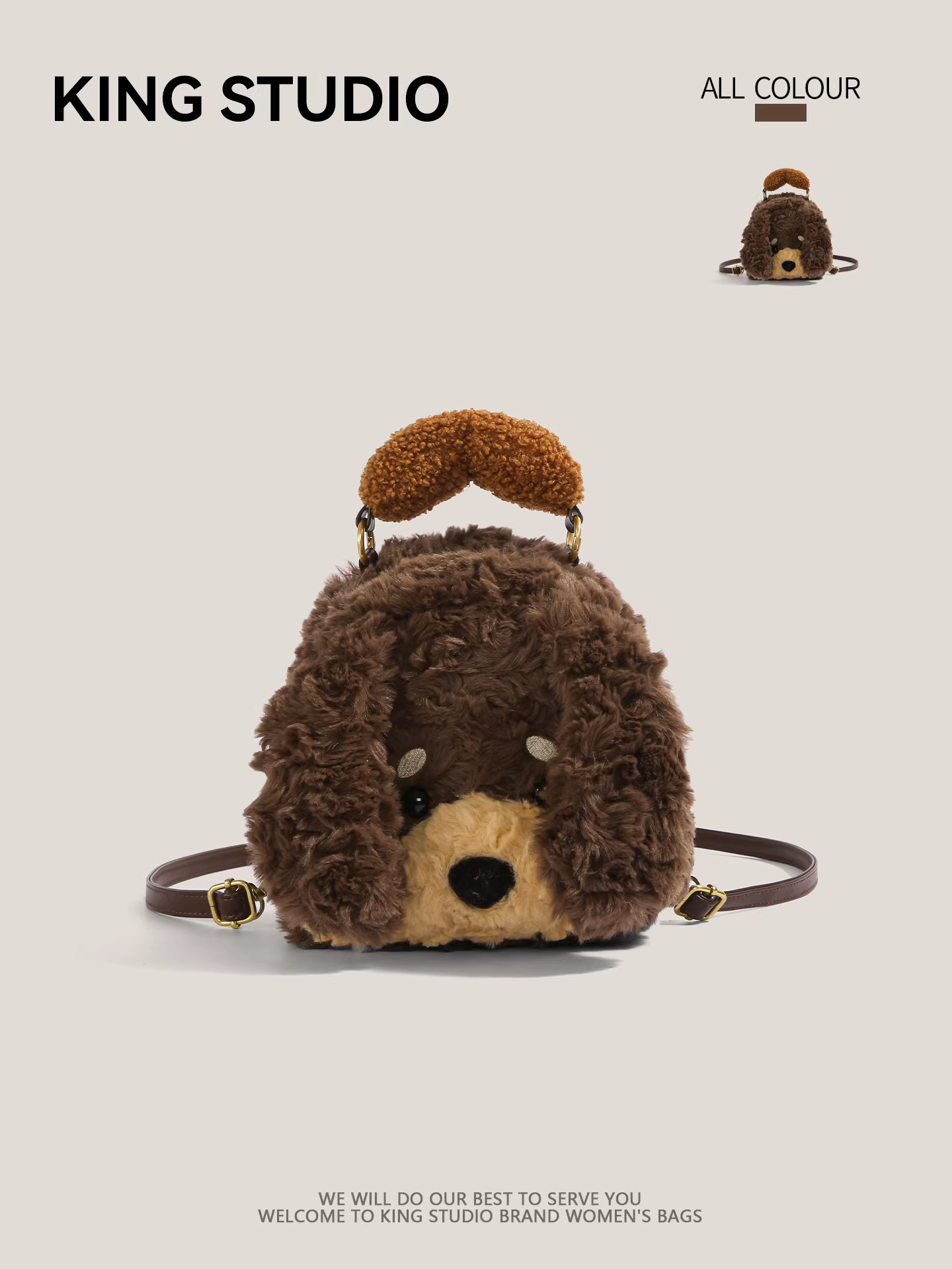 Ba lô thú bông hình chó con dễ thương dành cho nữ, mẫu mới 2026, đồ chơi búp bê thời thượng, balo đi học nhẹ, balo du lịch nhỏ gọn