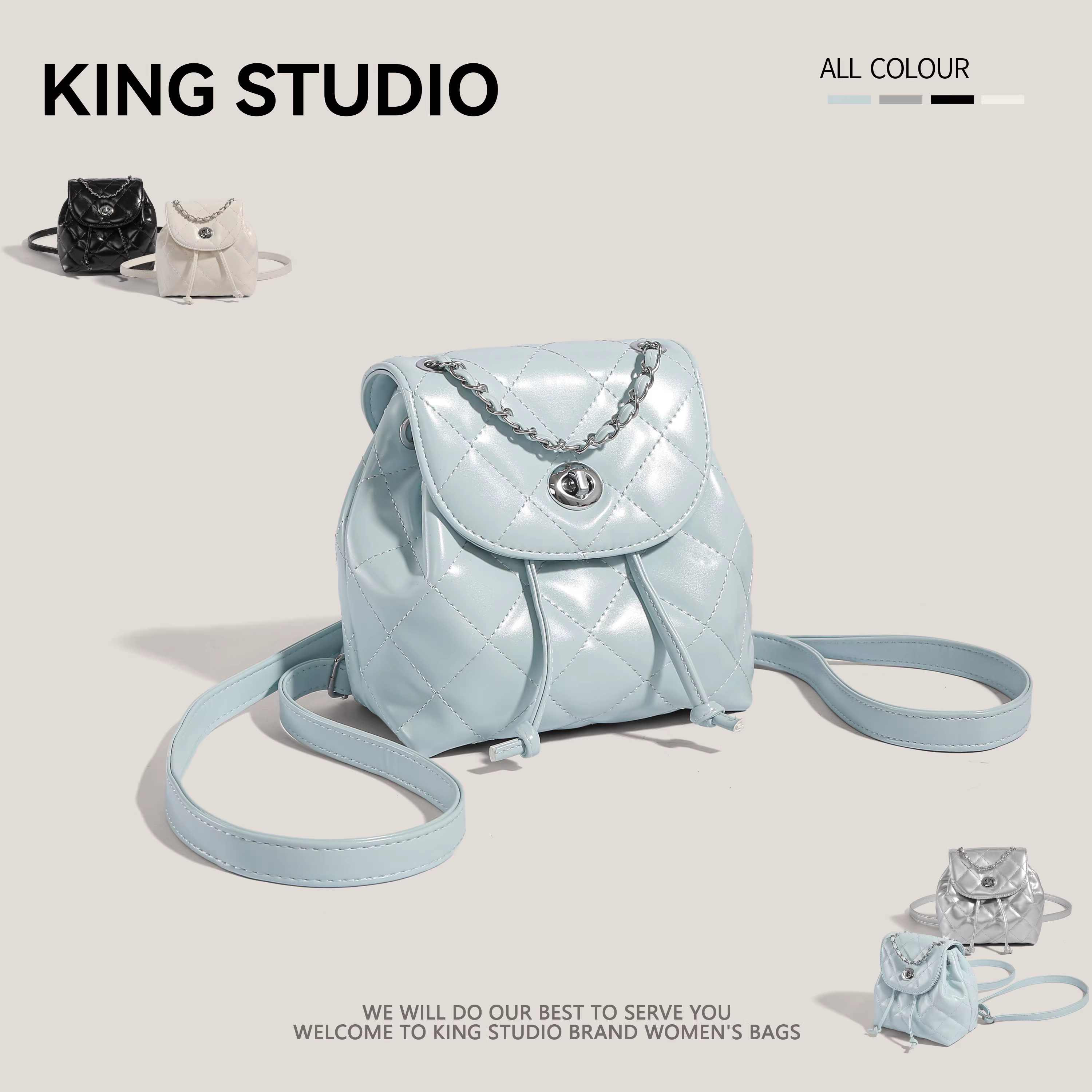 Ba lô nữ thiết kế độc đáo 2025, túi đeo vai kiểu dáng mới thời thượng, chất liệu may chần bông, dây xích, chất lượng cao, đa năng, thích hợp đi làm.