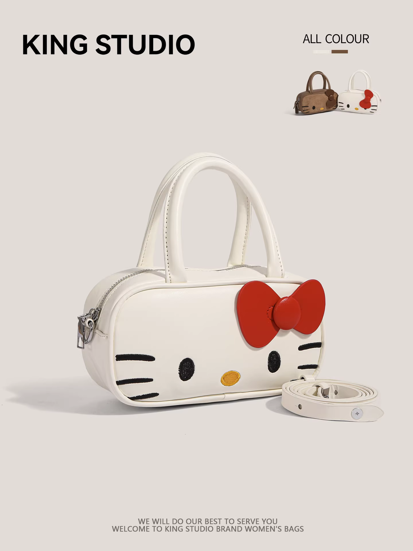 Túi xách Hello Kitty hoạt hình dễ thương dành cho nữ, mẫu mới 2025, thiết kế độc đáo, thời thượng, đeo vai, đeo chéo, kiểu dáng gối