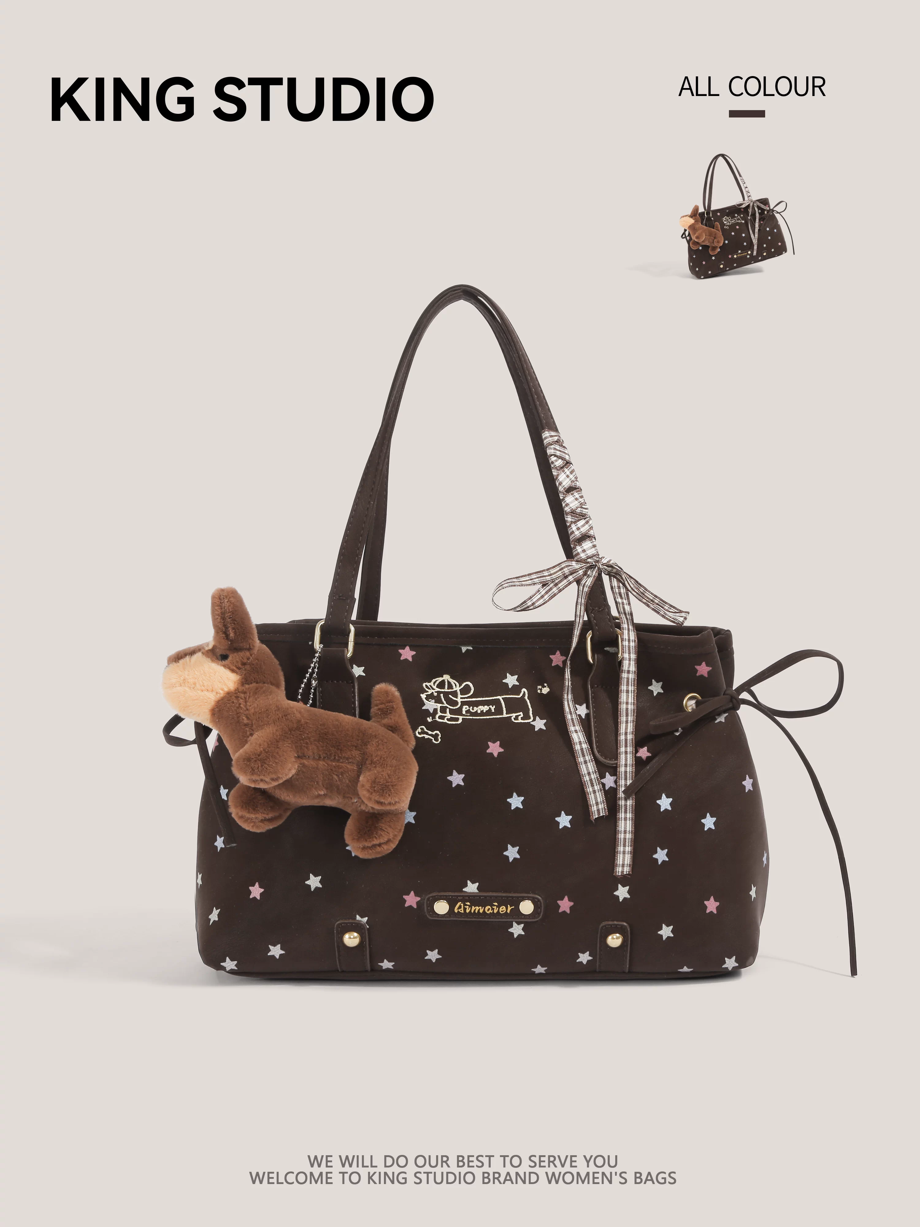 Túi tote phong cách Hàn Quốc dành cho nữ 2026, mẫu mới thời thượng, đa năng, túi xách đi làm, túi đeo vai, ba lô hình chó con dễ thương