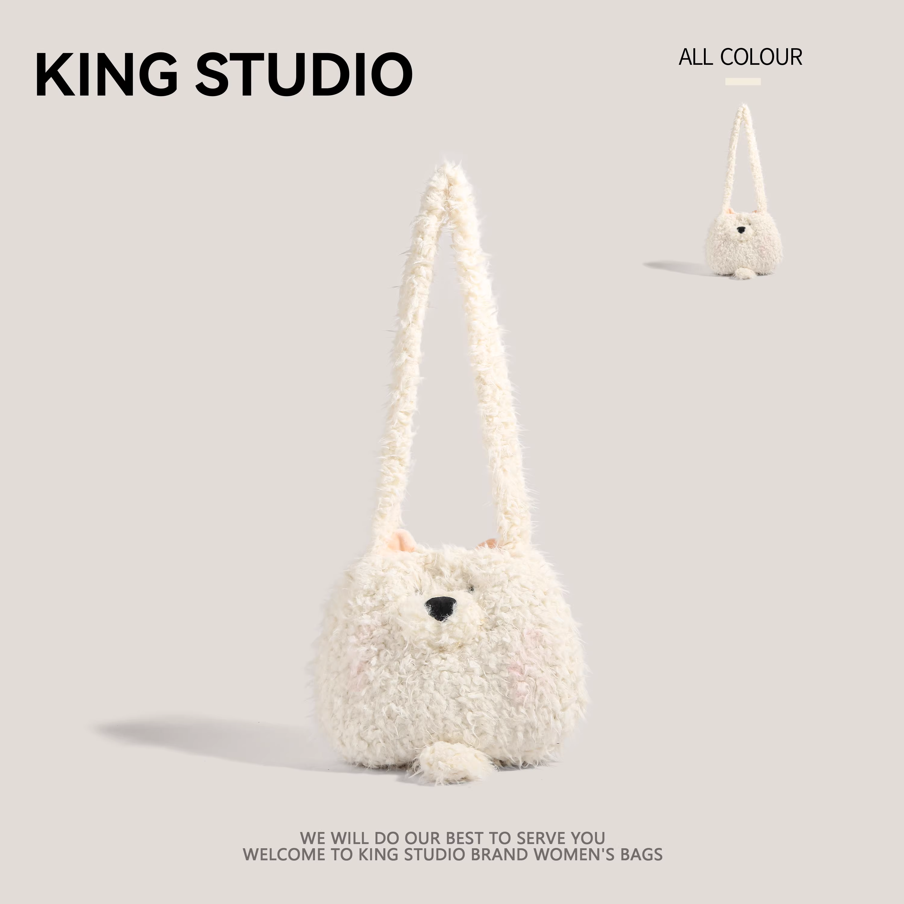 Túi xách hình chó West Highland dễ thương dành cho nữ 2025, mẫu mới thời trang, hoạt hình, chất liệu lông mềm, dung tích lớn, túi tote đi làm