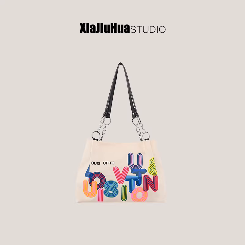 Túi xách cỡ lớn dành cho nữ 2025, in chữ mới, dùng đi làm và đi học, túi đeo vai đơn
