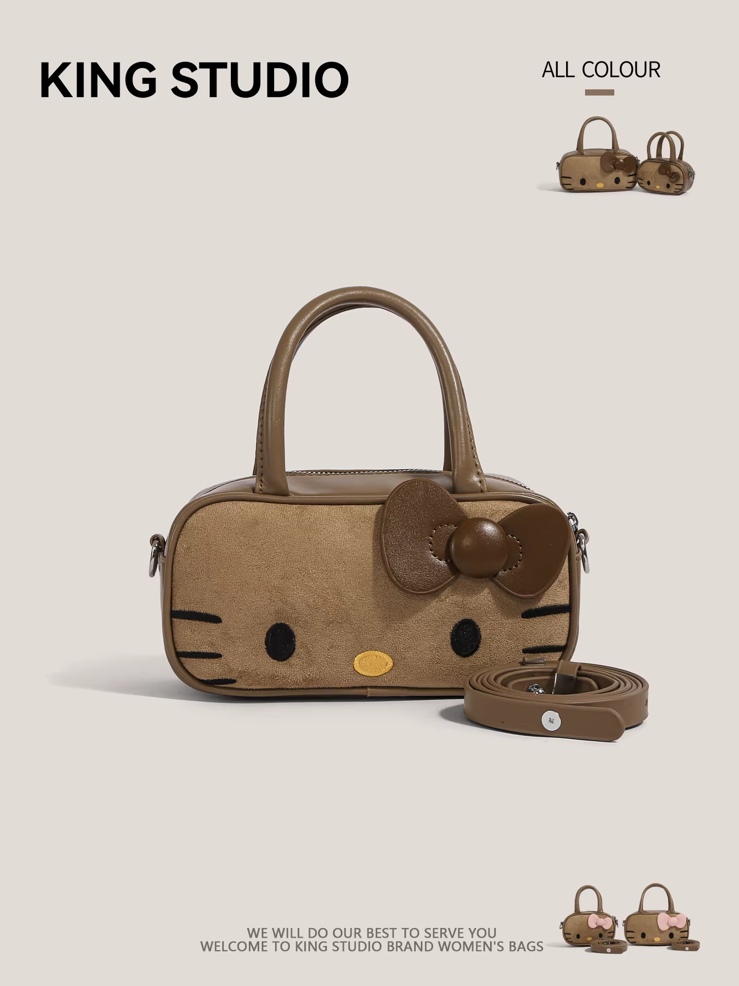 Túi xách Hello Kitty hoạt hình dễ thương dành cho nữ, mẫu mới 2025, thiết kế độc đáo, đeo chéo, túi vuông nhỏ