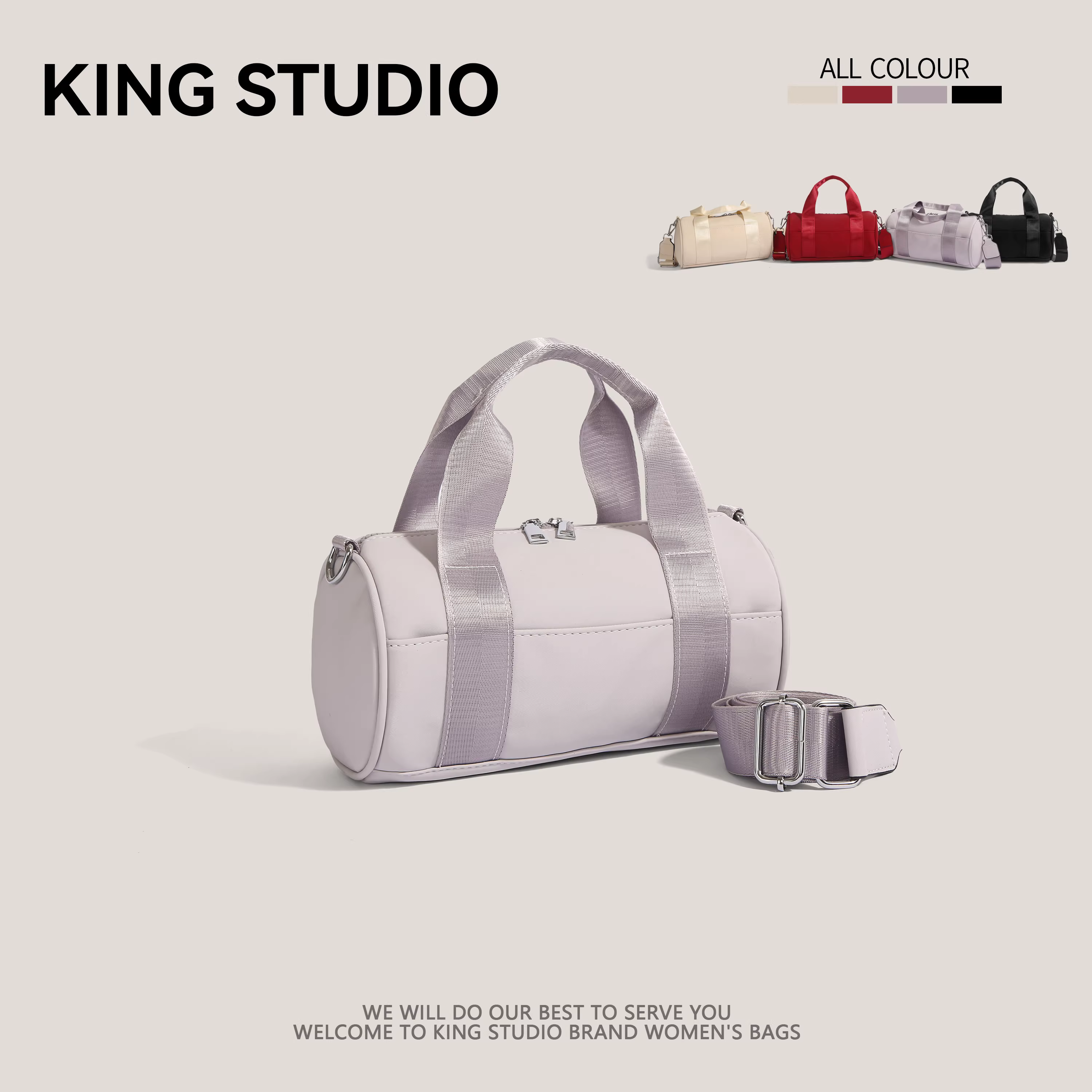 Túi xách nữ 2025 kiểu mới đơn giản cao cấp, túi gối Boston đeo vai đeo chéo hình trụ